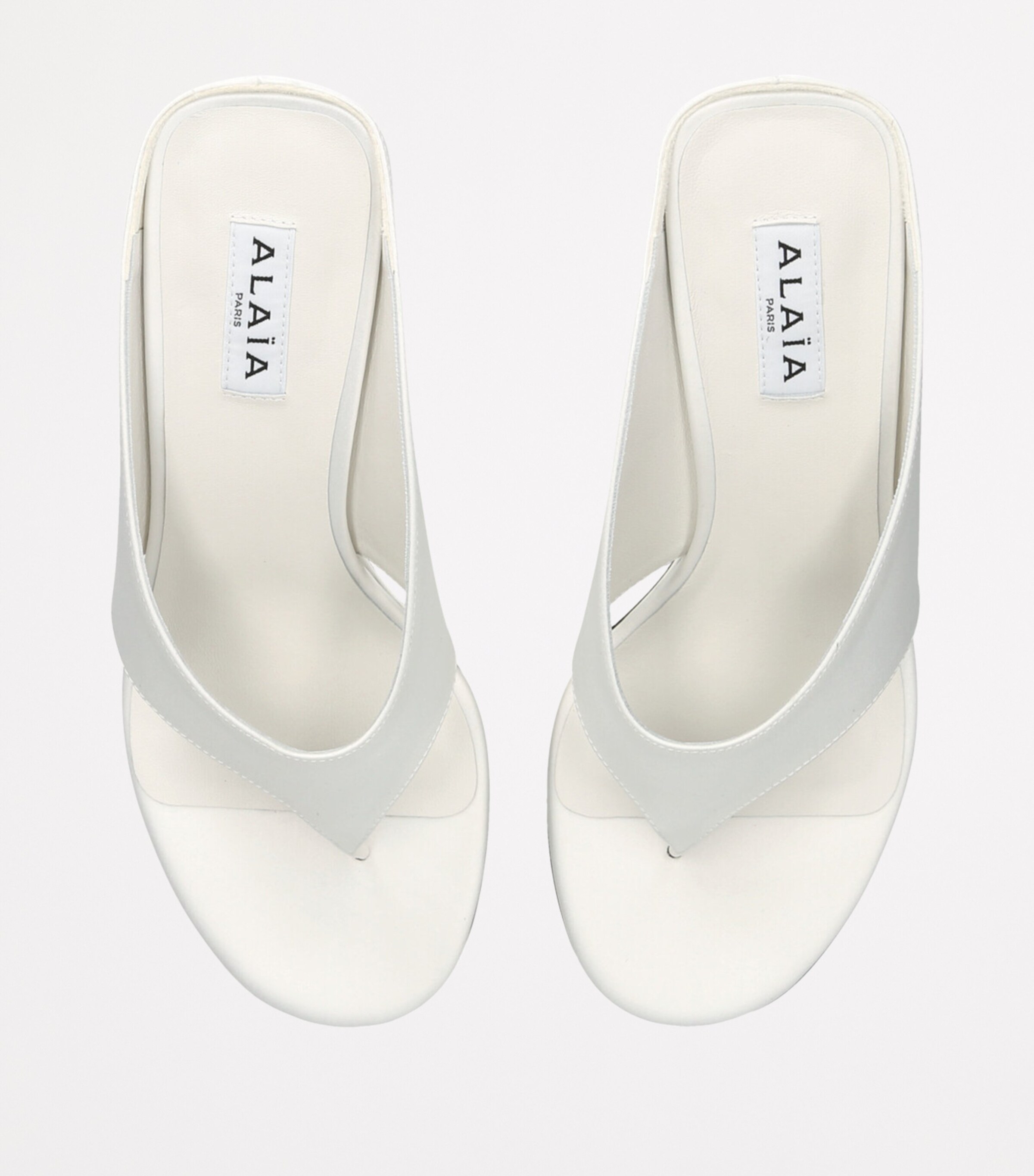 Leather Cube Thong Mules 75 WHITE Image 4