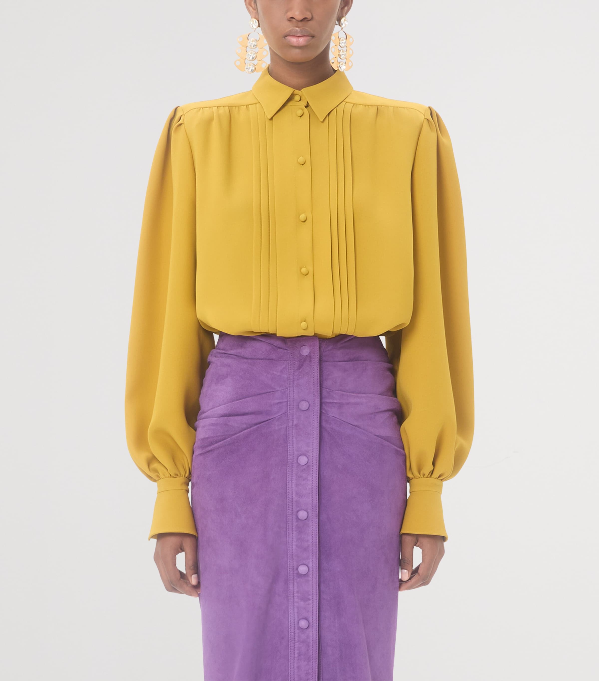 Valentino Womens Silk Pleated Shirt Image 2