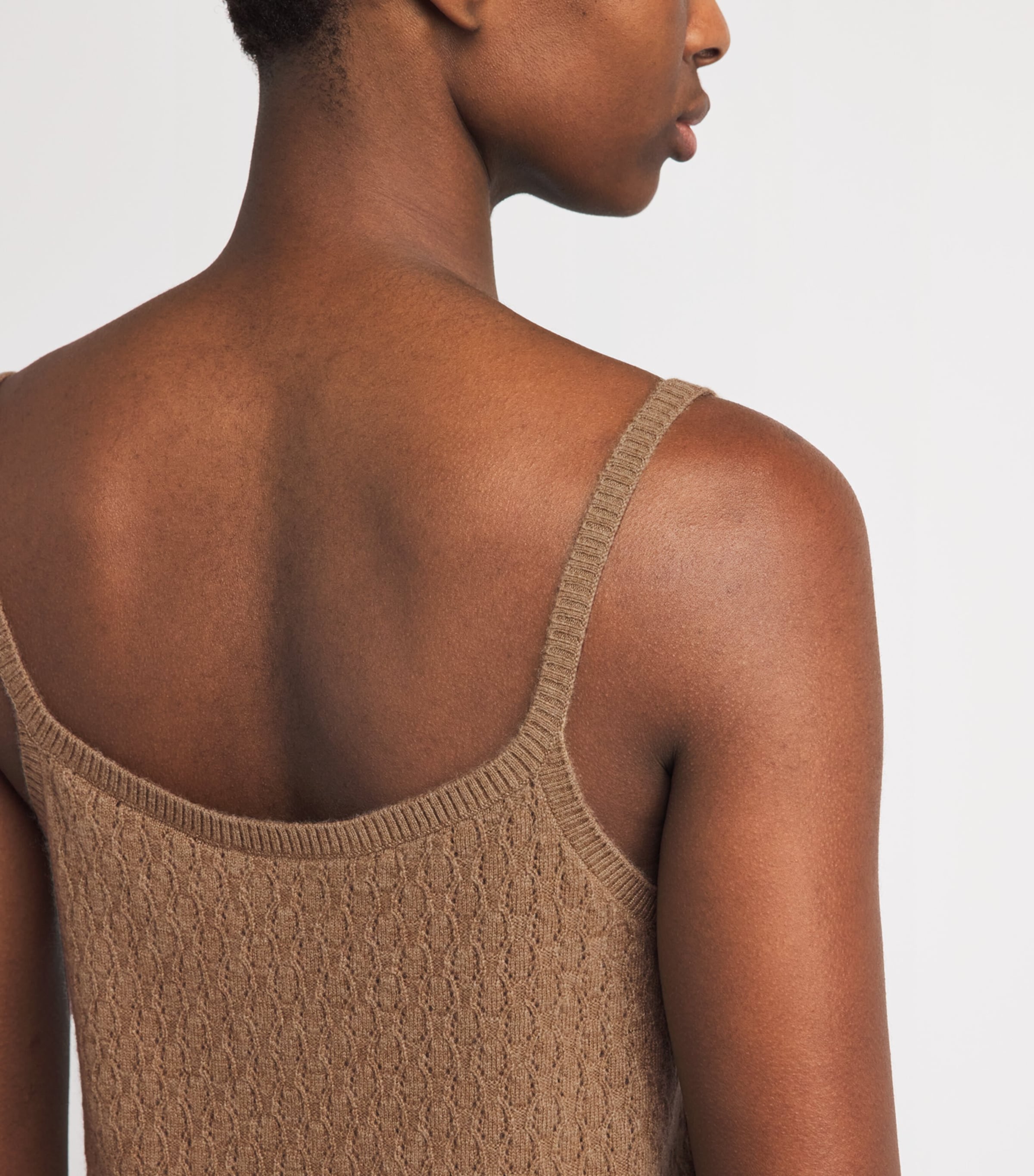 Le Kasha Womens Organic Cashmere Tank Top Camel Image 3
