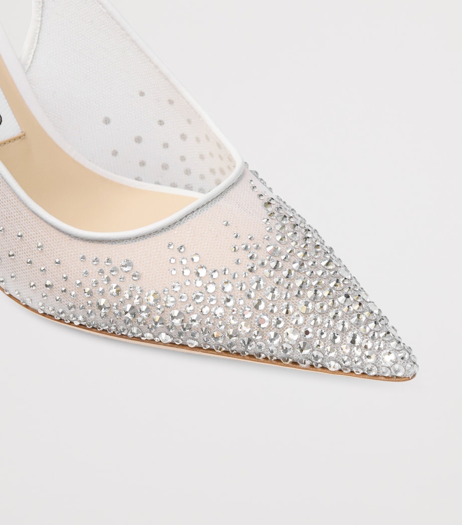 Jimmy Choo Love 85 Embellished Slingback Pumps White/crystal Image 6
