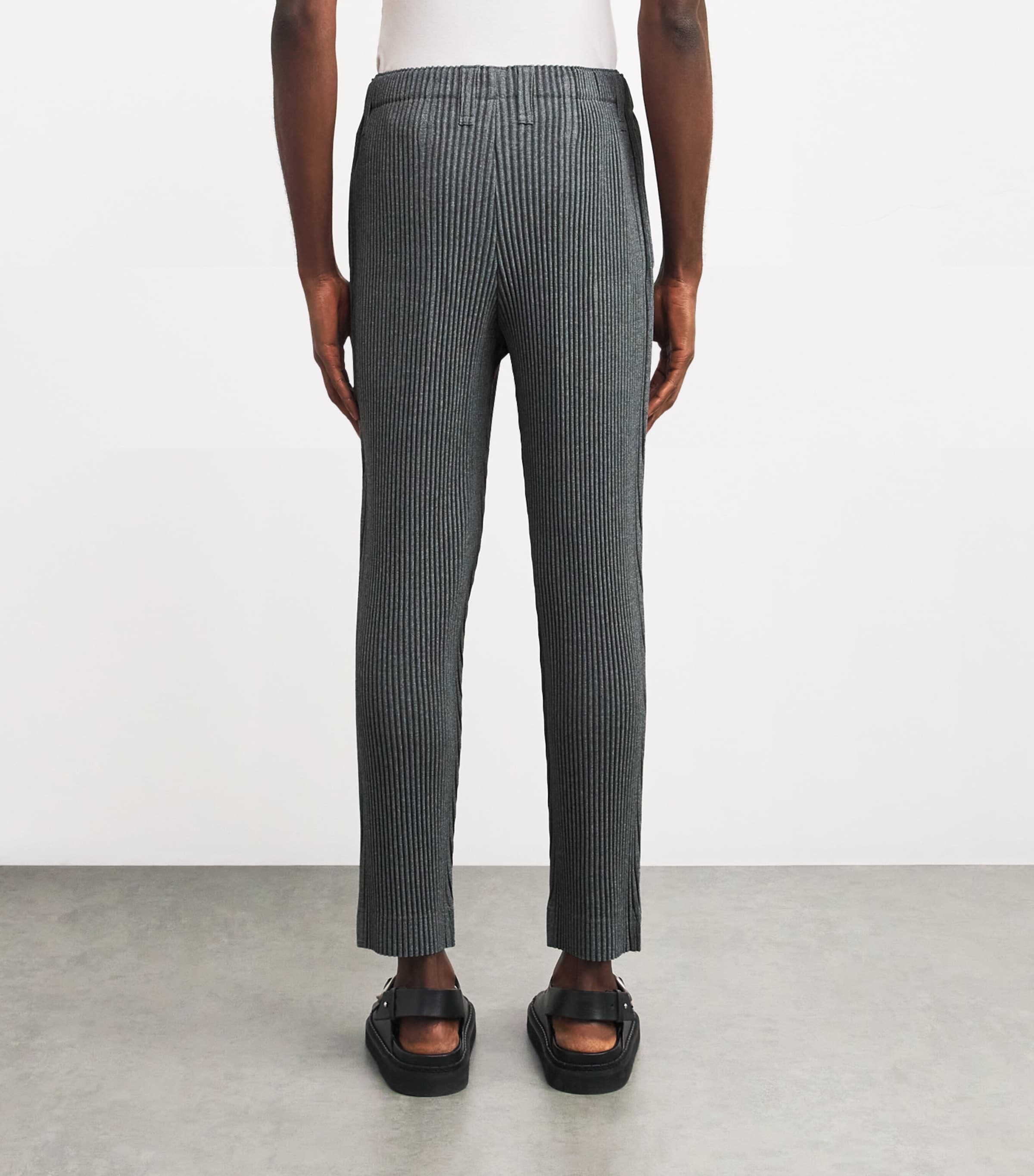 Homme Plissé Issey Miyake Mens Pleated Tailored Trousers Gray Image 4