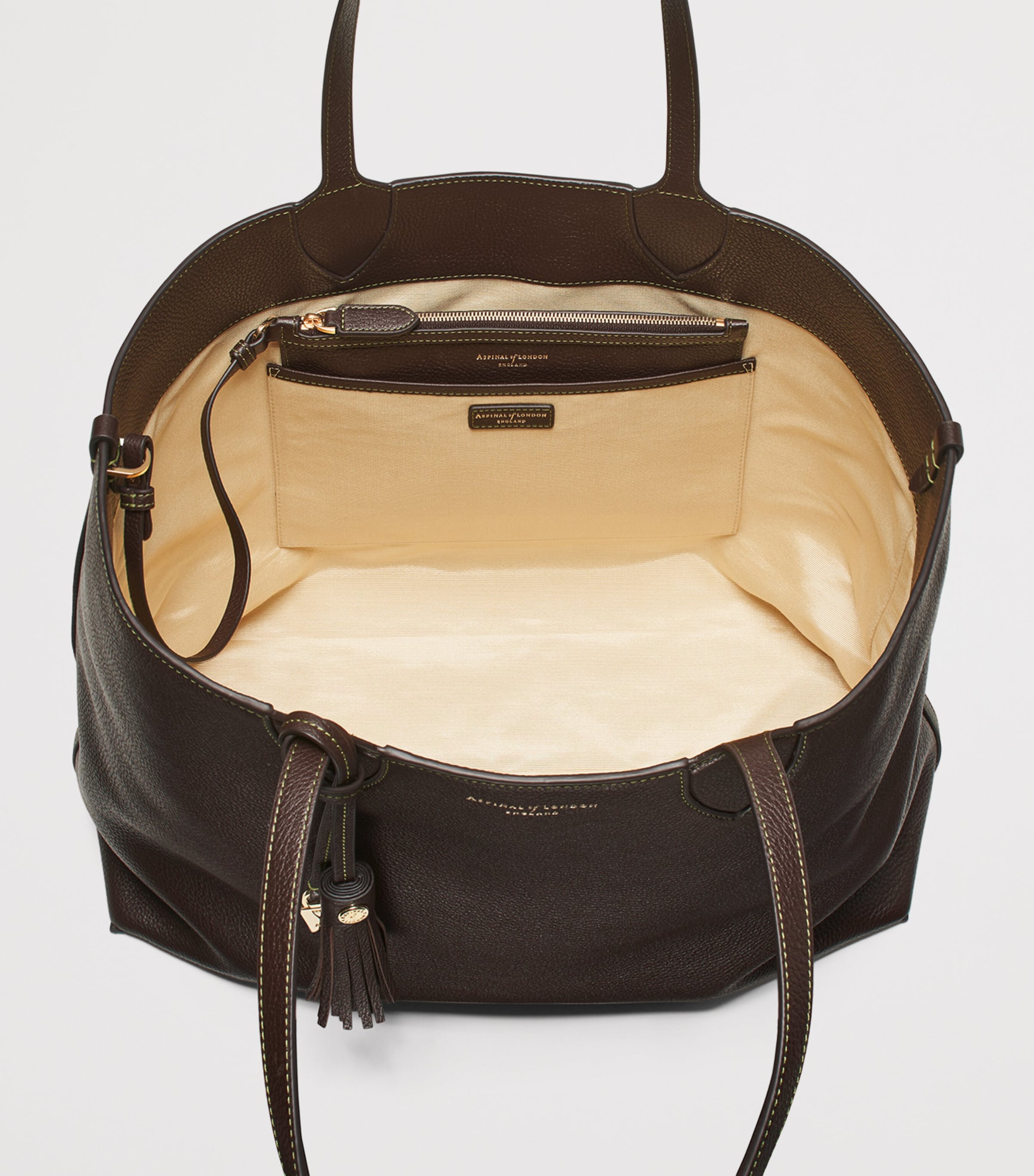 Oversized Leather Hudson Tote Bag DARKBROWN Image 5