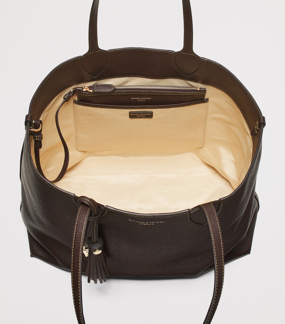 Oversized Leather Hudson Tote Bag DARKBROWN Image 5