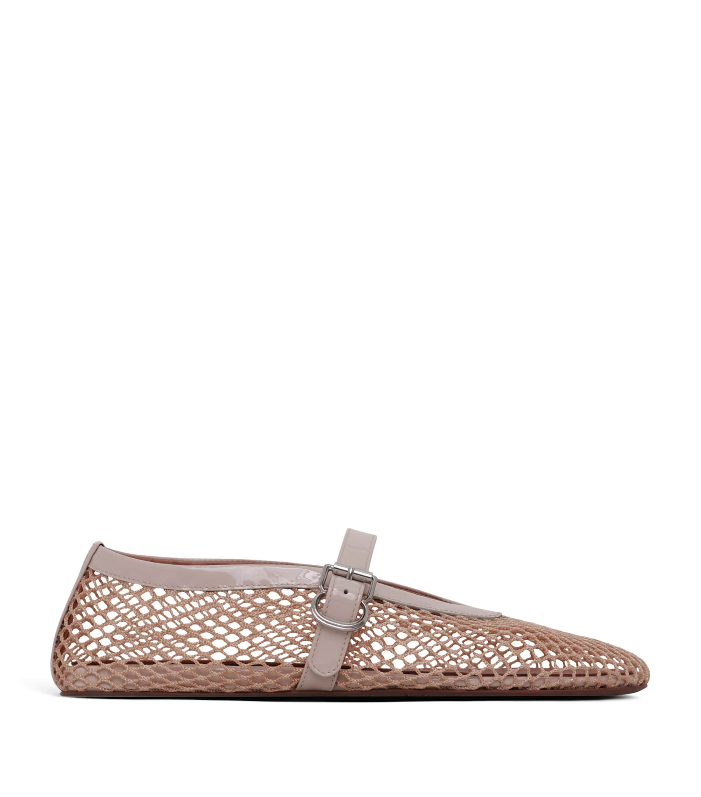 ALAÏA LEATHER MESH BALLET FLATS 