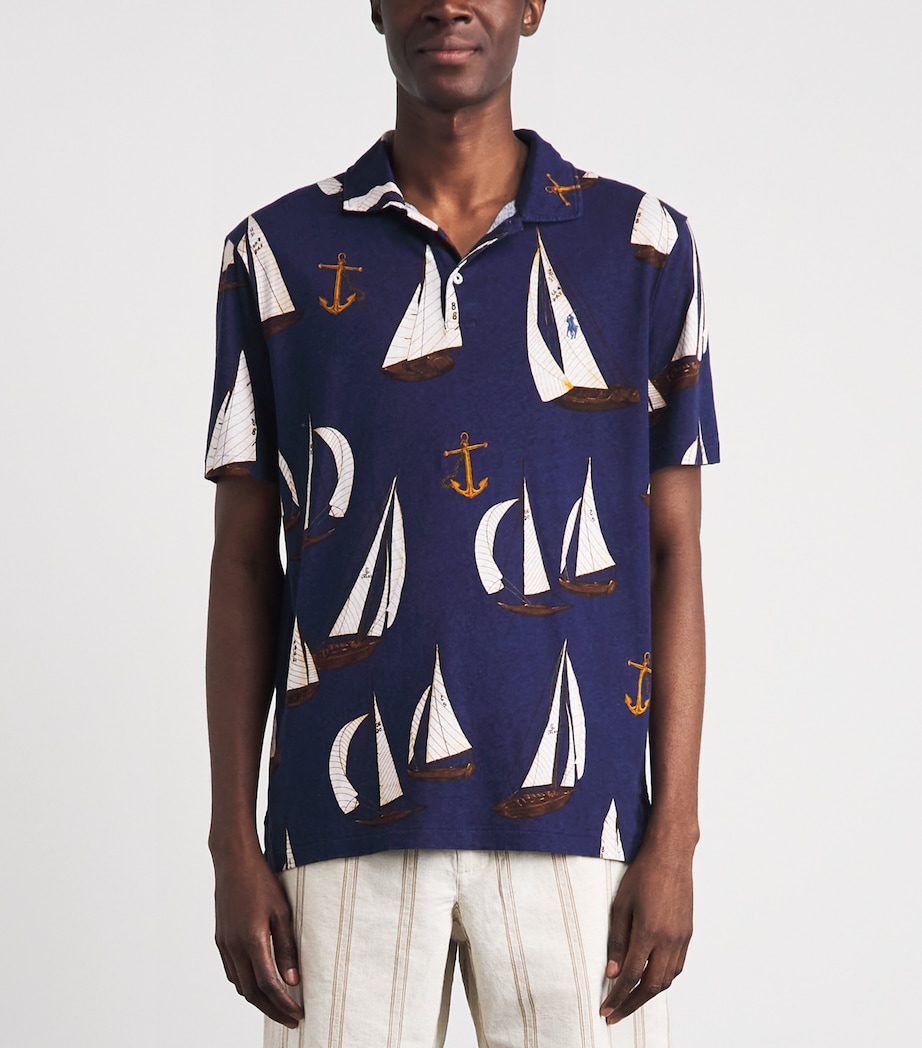 Polo Ralph Lauren Mens Linen-Cotton Sailboat Polo Shirt Nautical Traverse Image 4