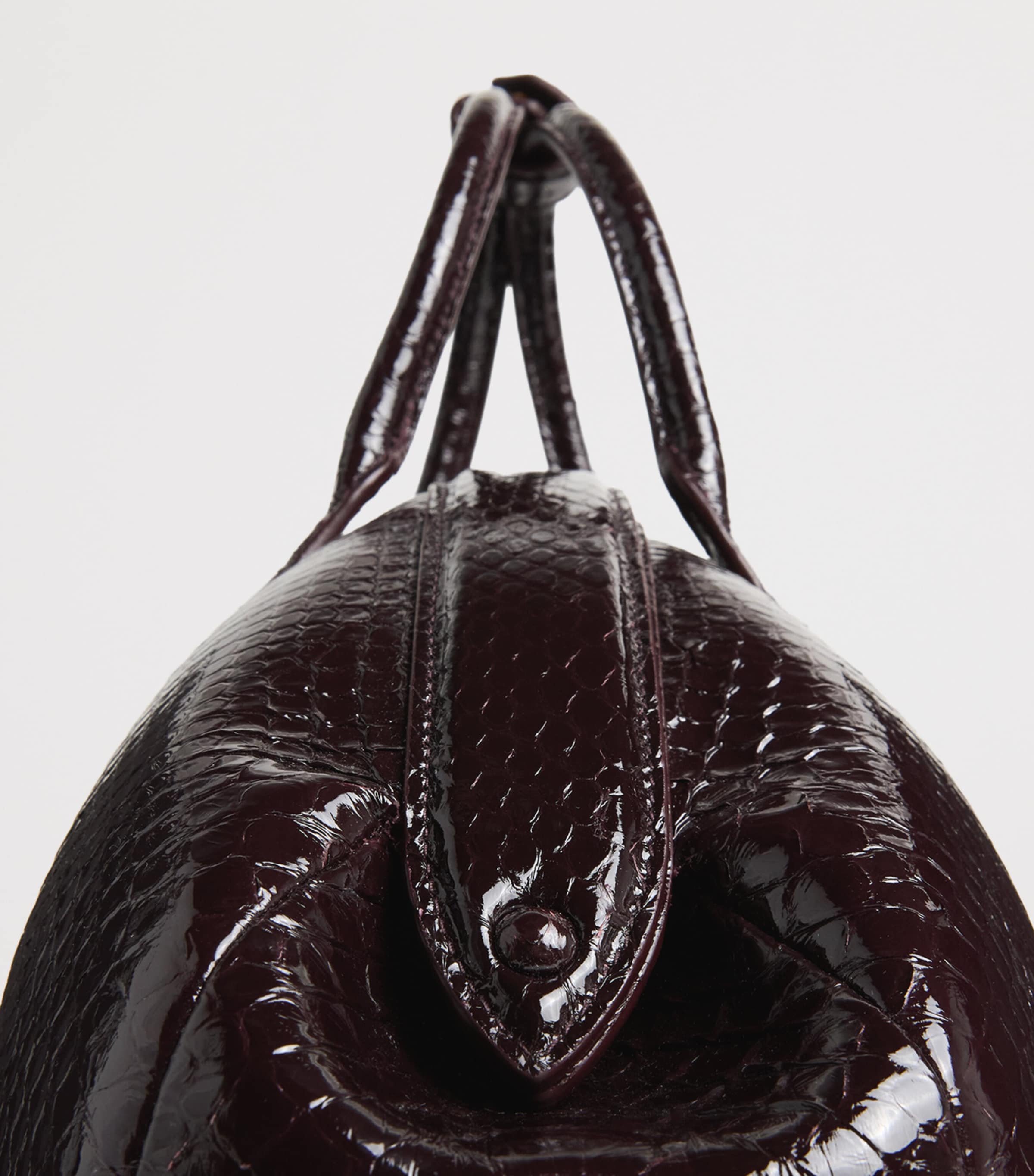 Alaïa Small Snakeskin Purse Top-Handle Bag Bordeaux Image 7