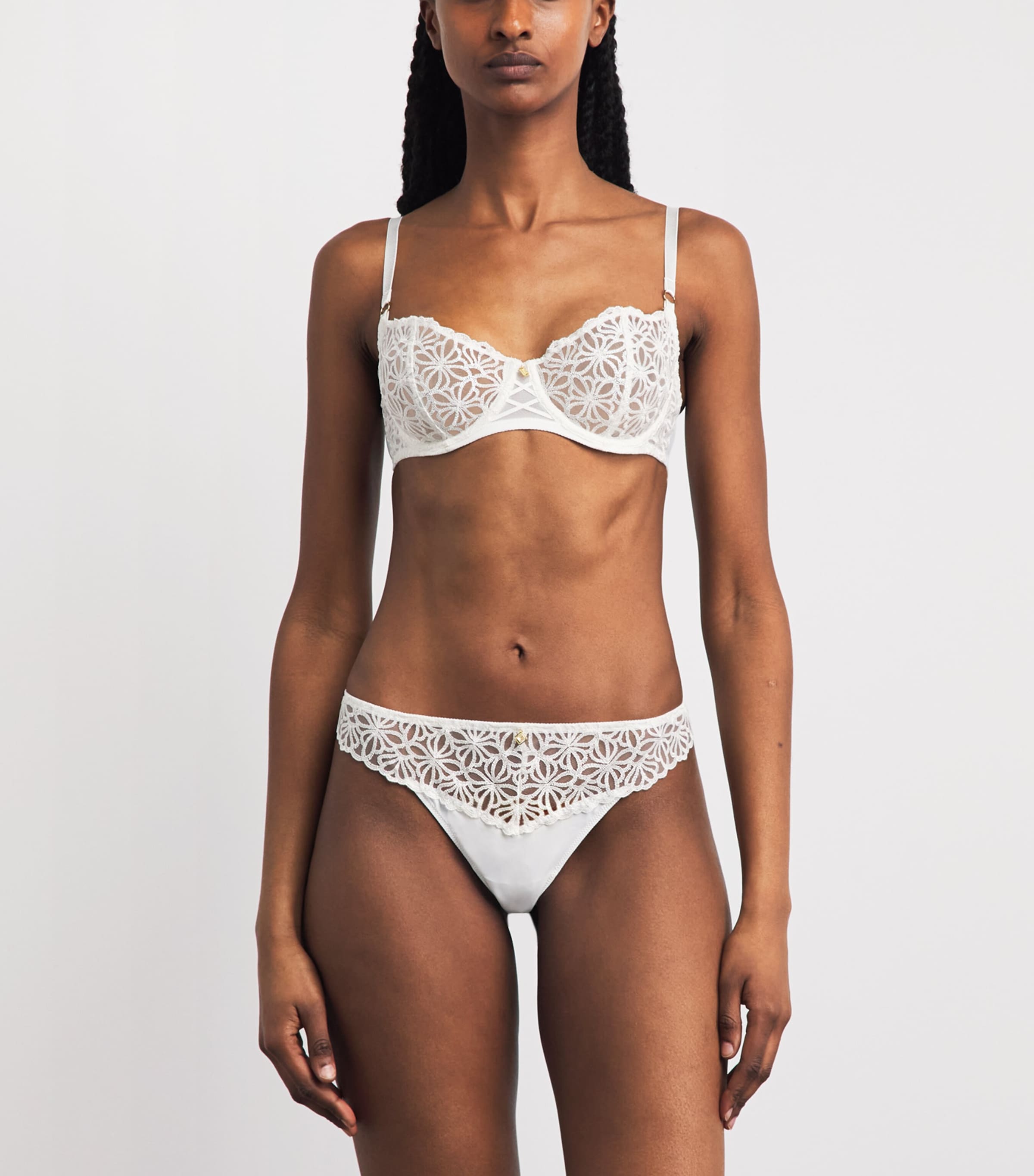 Aubade Womens Lace Secret Memories Tanga Briefs Ivory Image 2