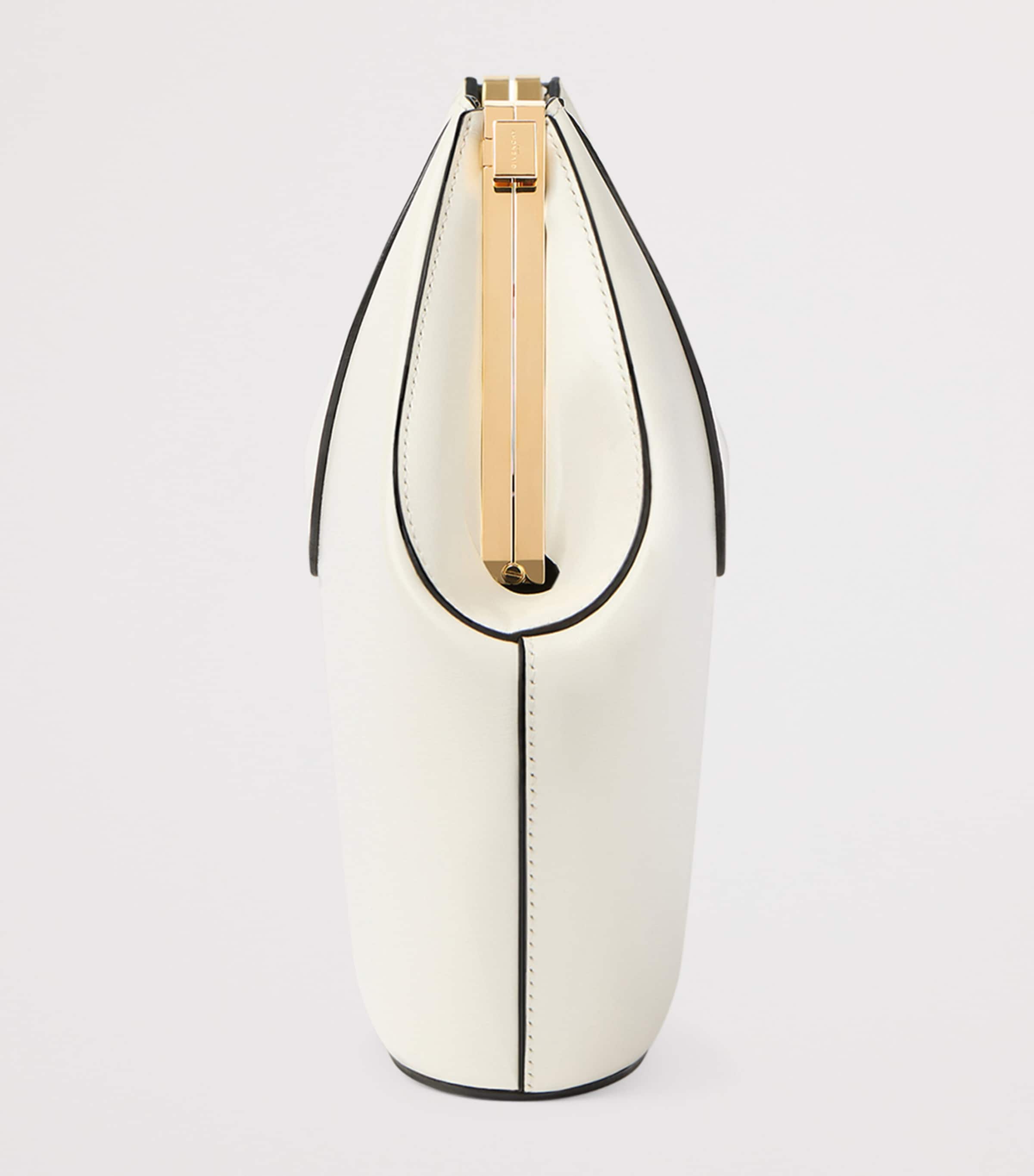 Leather Facet Clutch Bag IVORY Image 3