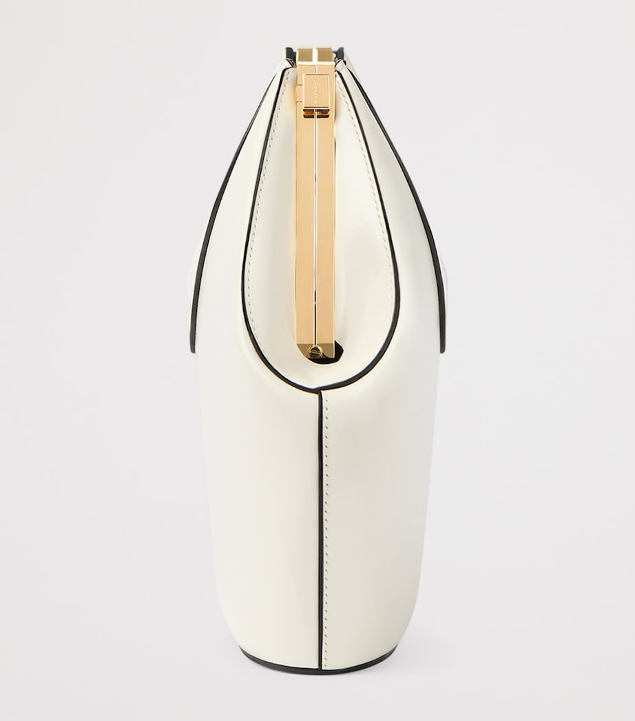 Leather Facet Clutch Bag IVORY Image 3