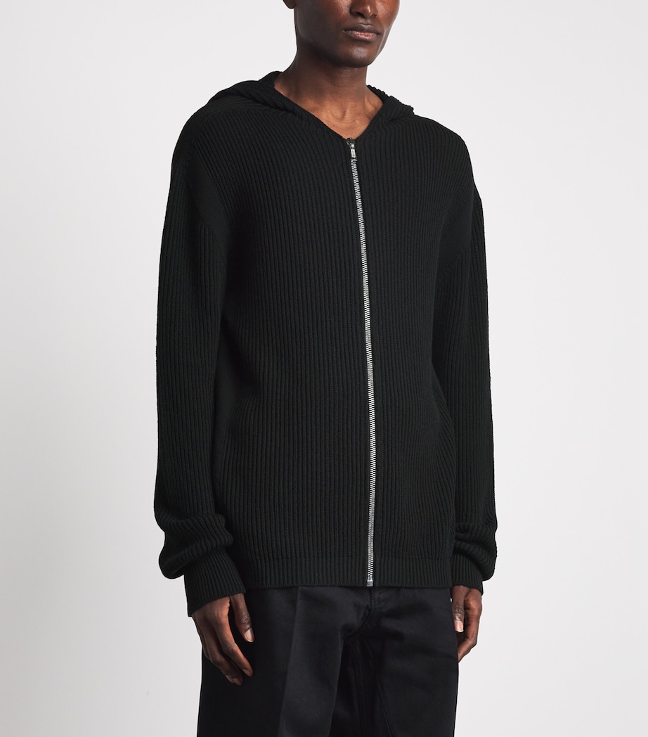 Rick Owens Mens Cashmere Zip-Up Hoodie Black Image 4