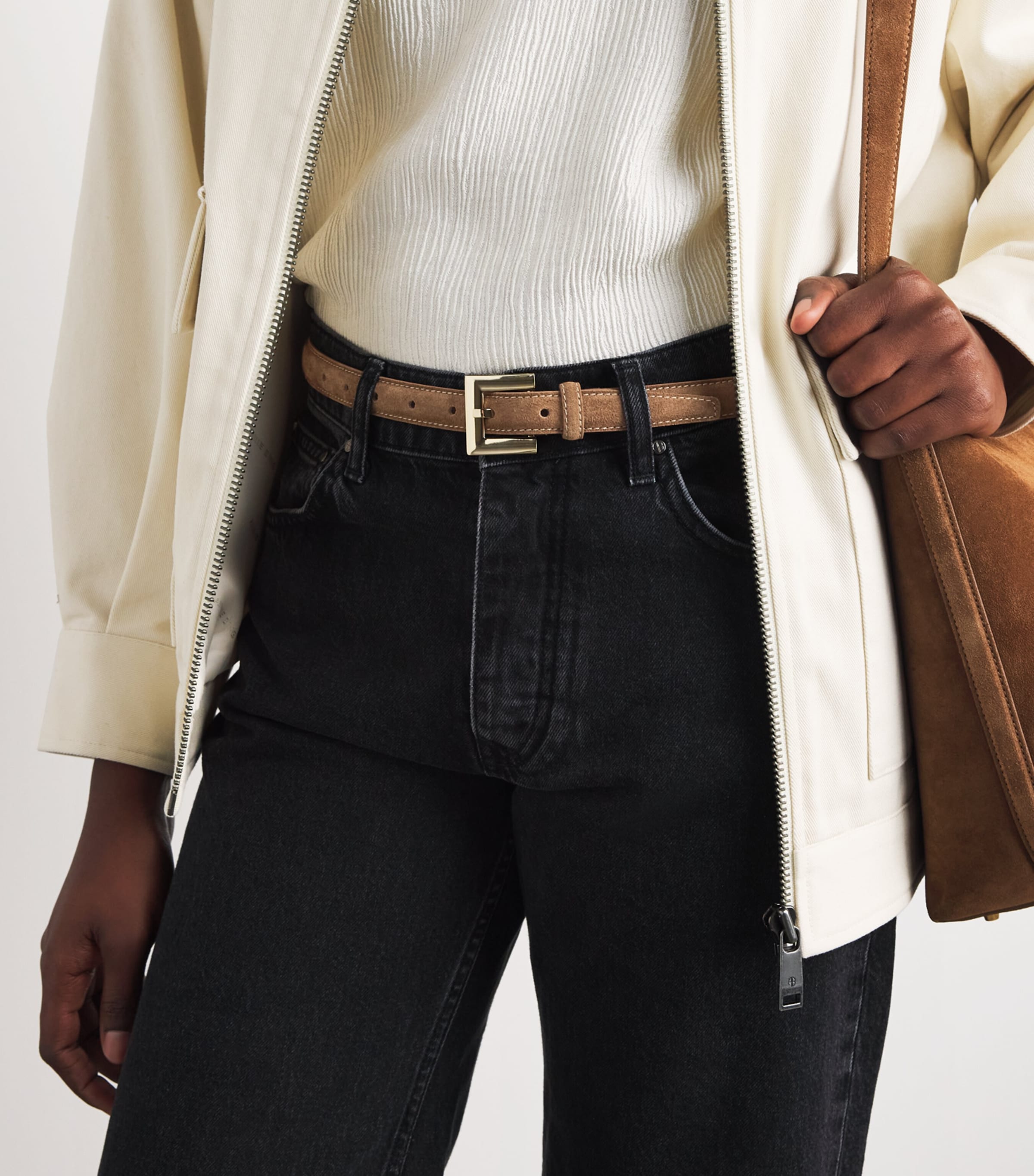 ANINE BING Suede Nicola Belt Brown Image 2