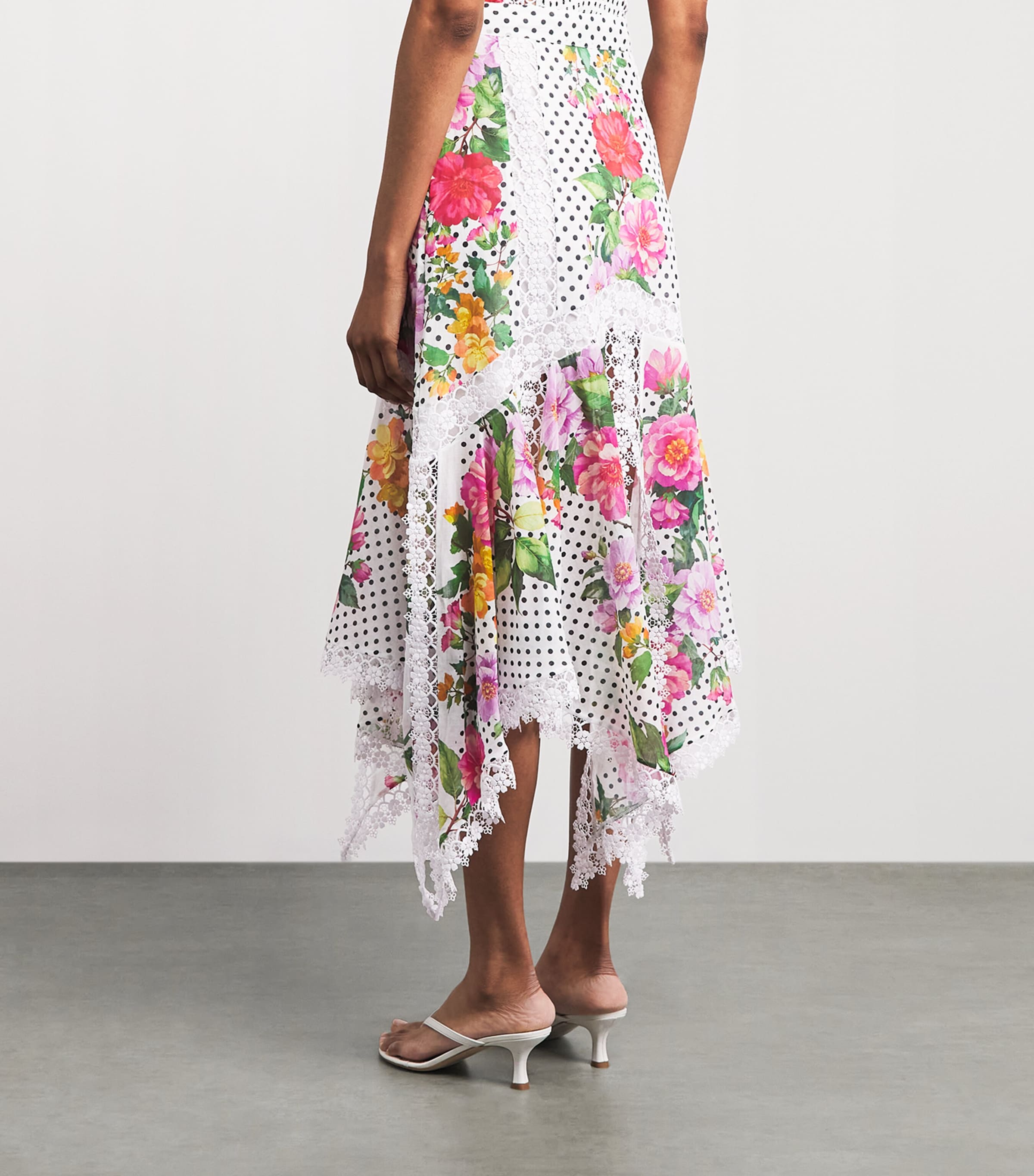 Charo Ruiz Ibiza Womens Floral Velina Midi Skirt White Dots Image 5