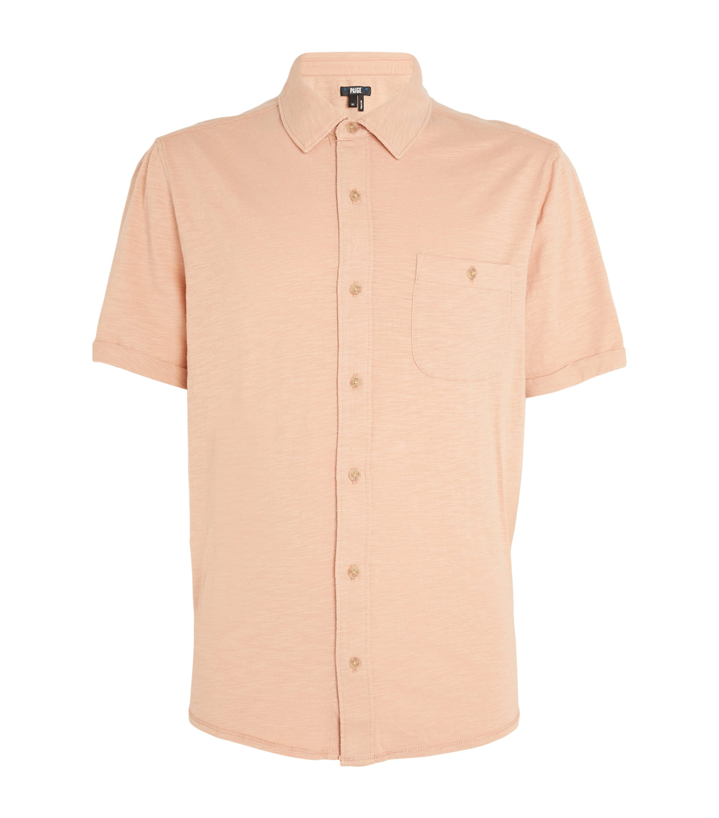 Paige Brayden Roll Tab Short Sleeve Jersey Button-up Shirt In Orange