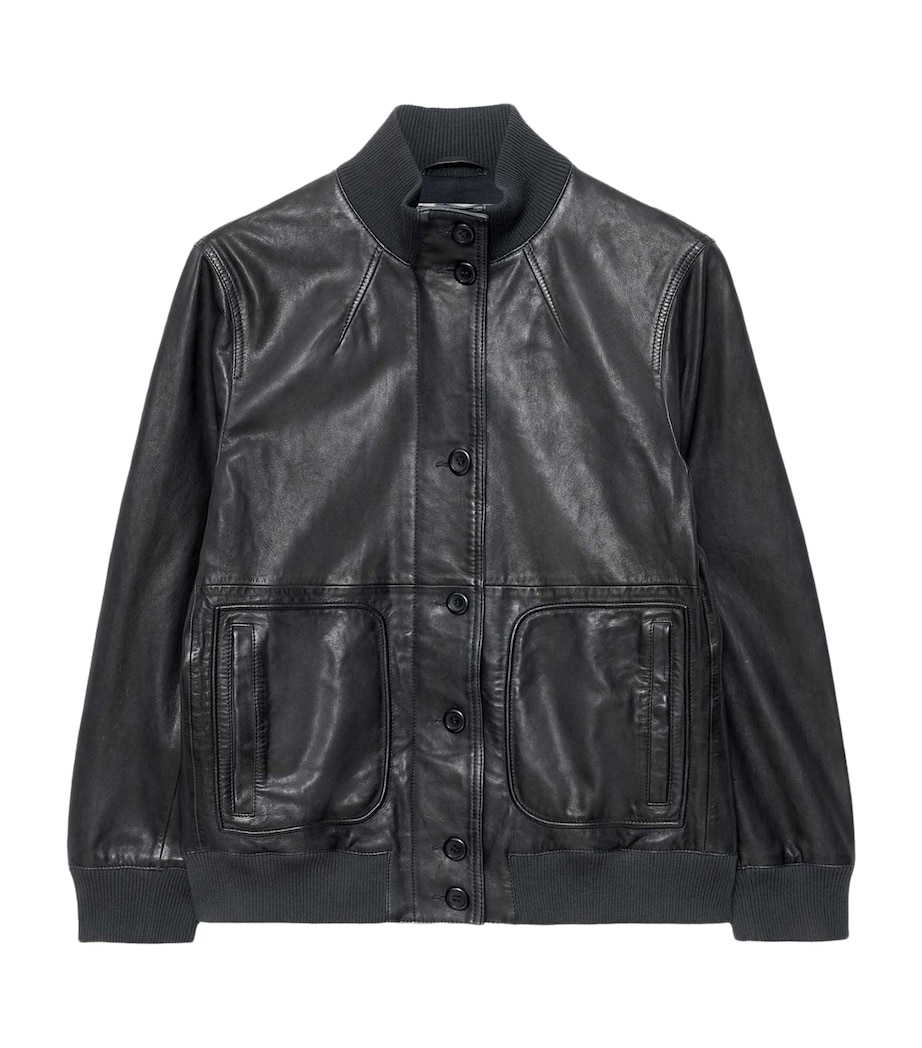 AllSaints Womens Memphis Leather Jacket Navy Blue Image 1