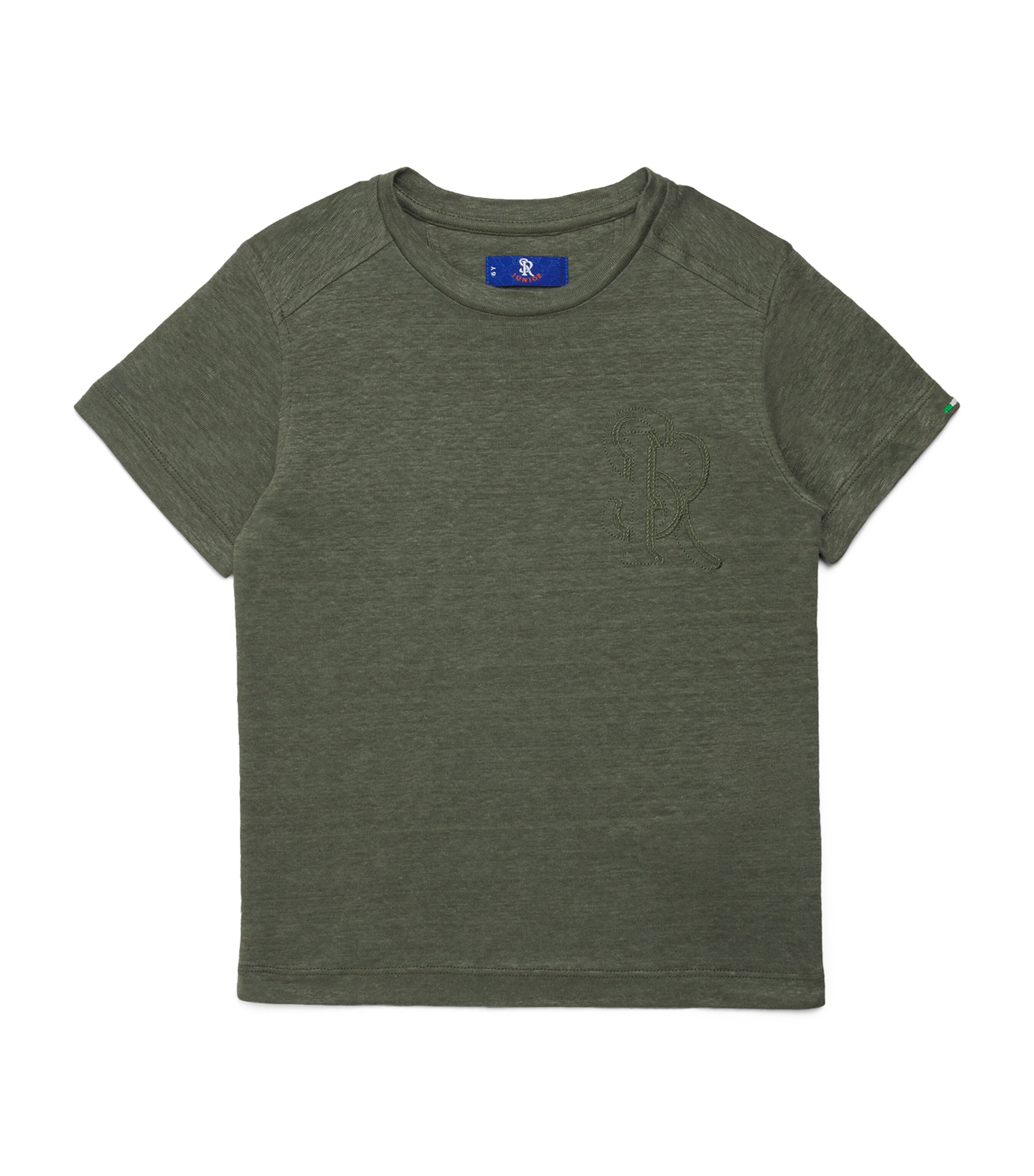Stefano Ricci Kids' Linen Embroidered Monogram T-shirt