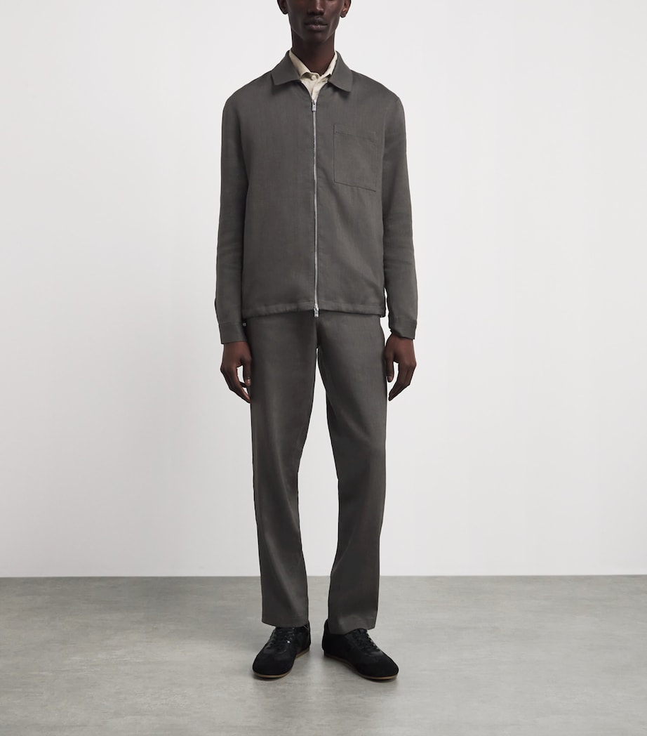 Marco Pescarolo Mens Linen-Wool-Mohair Trousers Olive Image 2