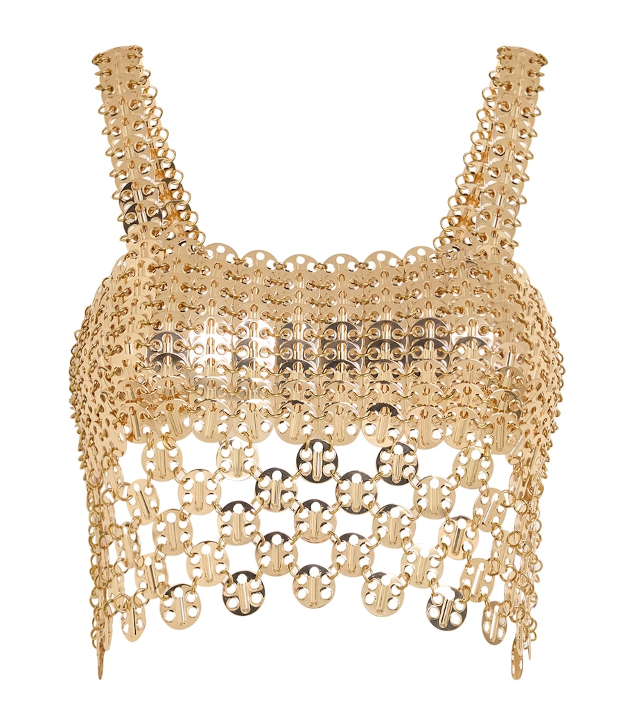 Rabanne Womens Chainmail Crop Top Gold Image 1