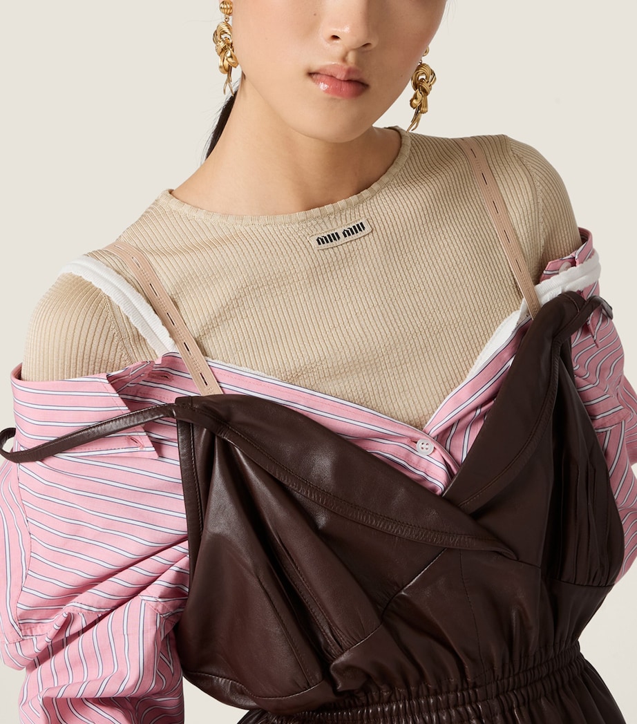 Miu Miu Womens Poplin Stripe Mini Dress Image 4