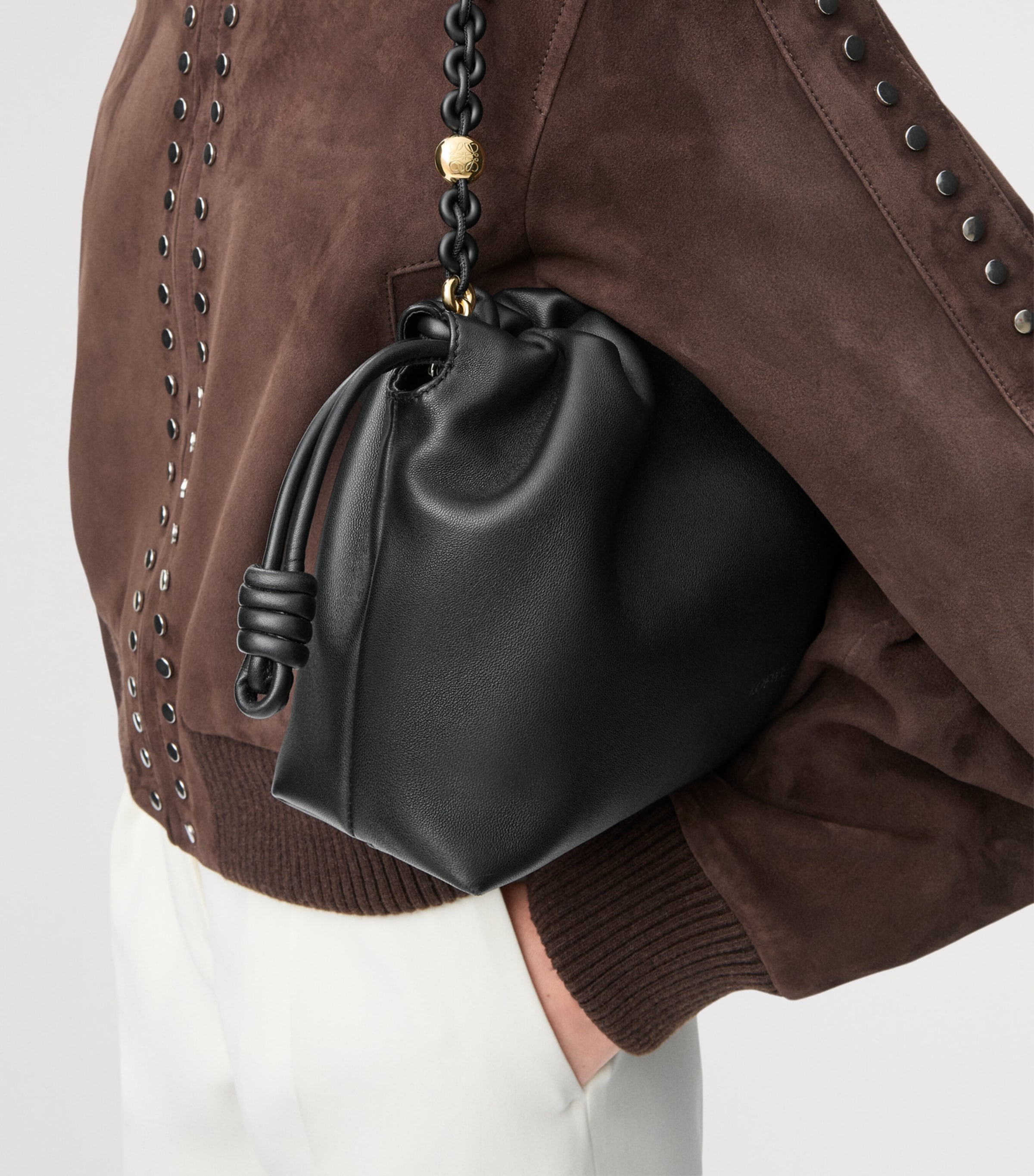 LOEWE Medium Leather Flamenco Purse Black Image 2