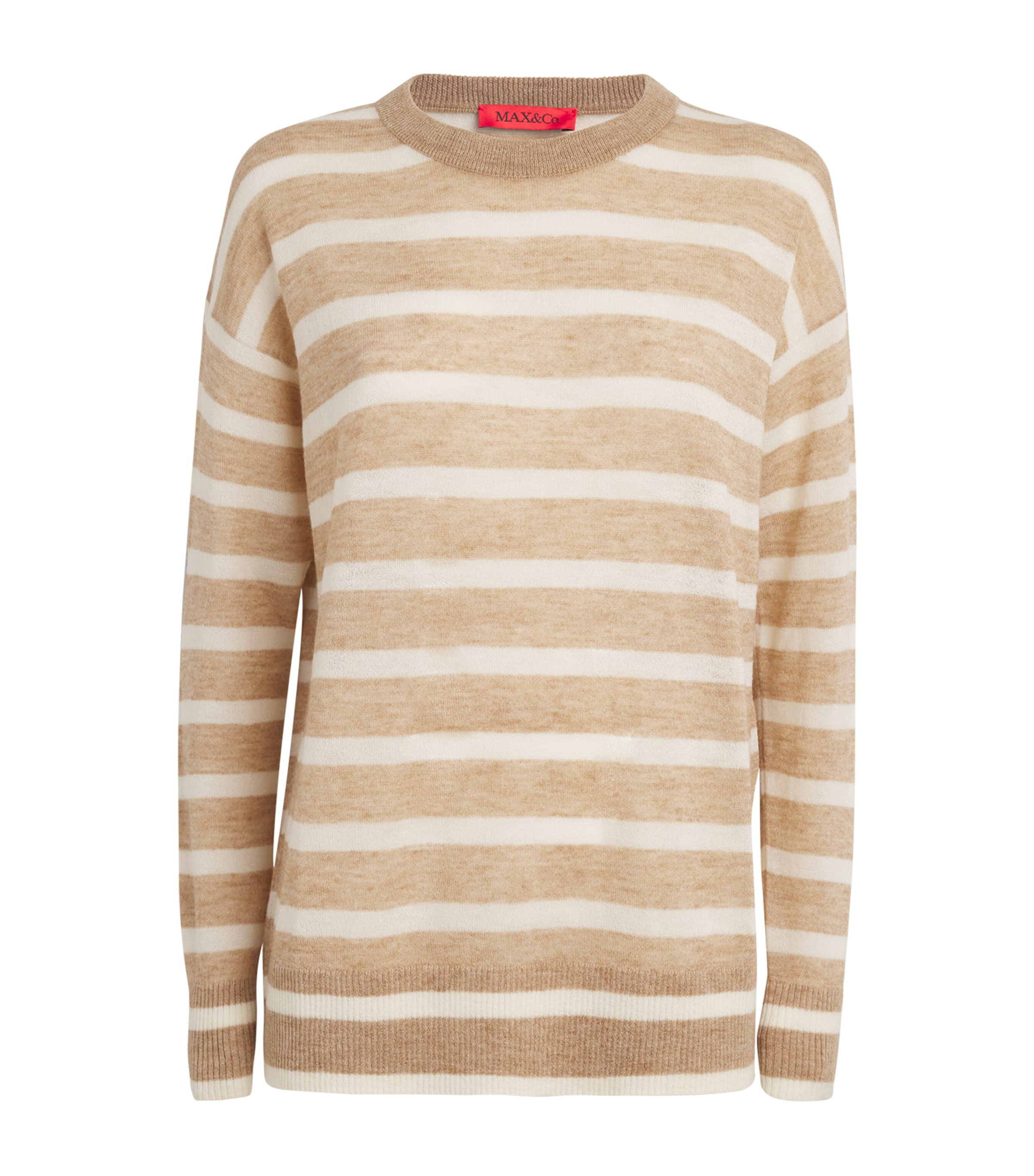 Shop Max & Co Wool-blend Striped Sweater In Beige