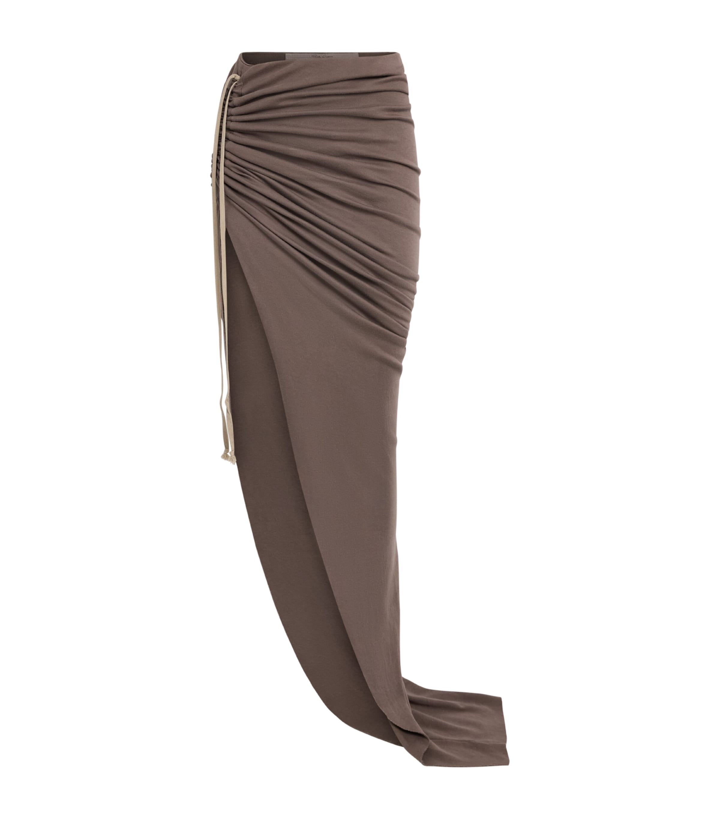 Rick Owens Womens Cotton Edfu Gathered Maxi Skirt Dust Image 1