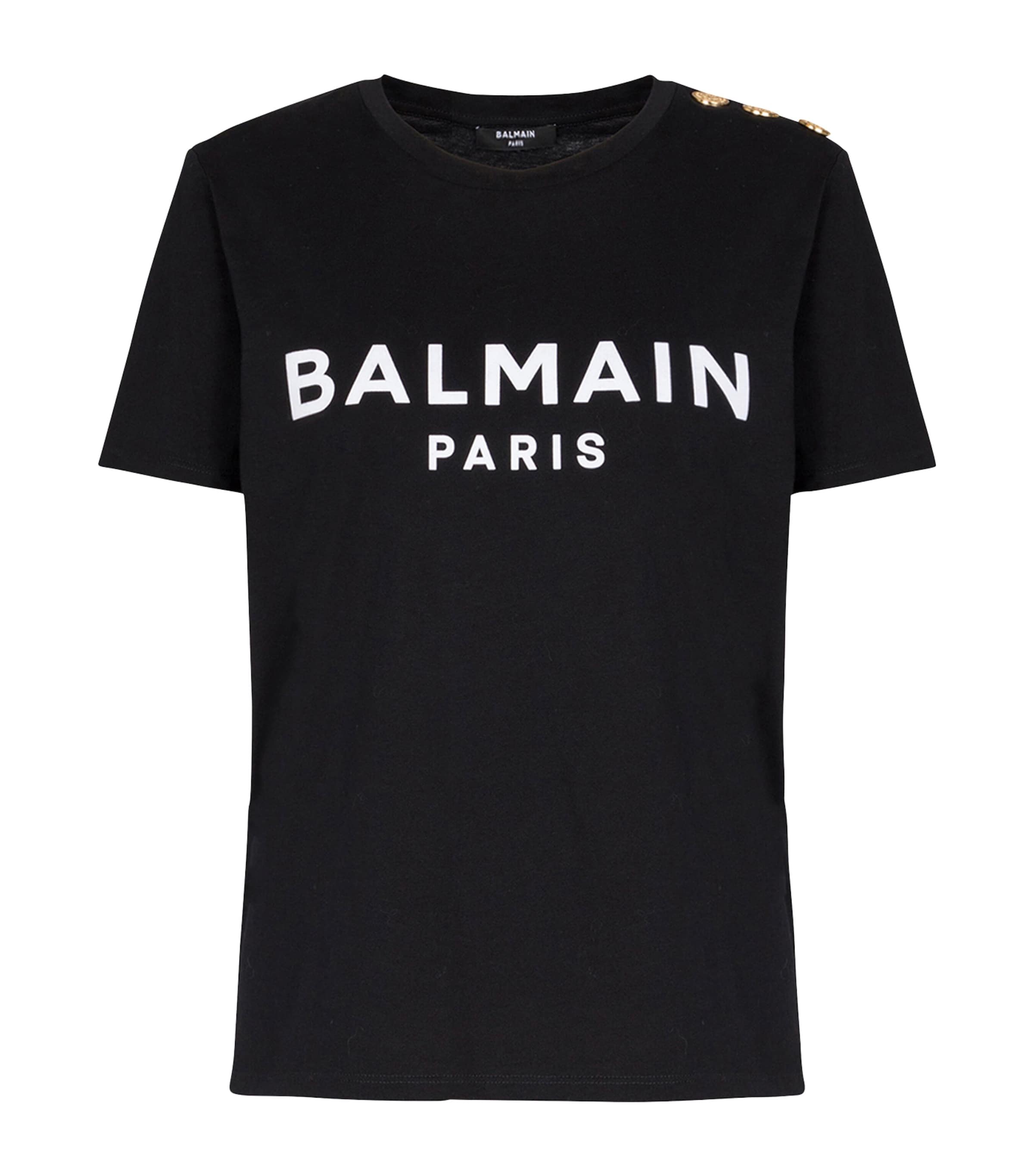 Shop Balmain Cotton Logo T-shirt In Black