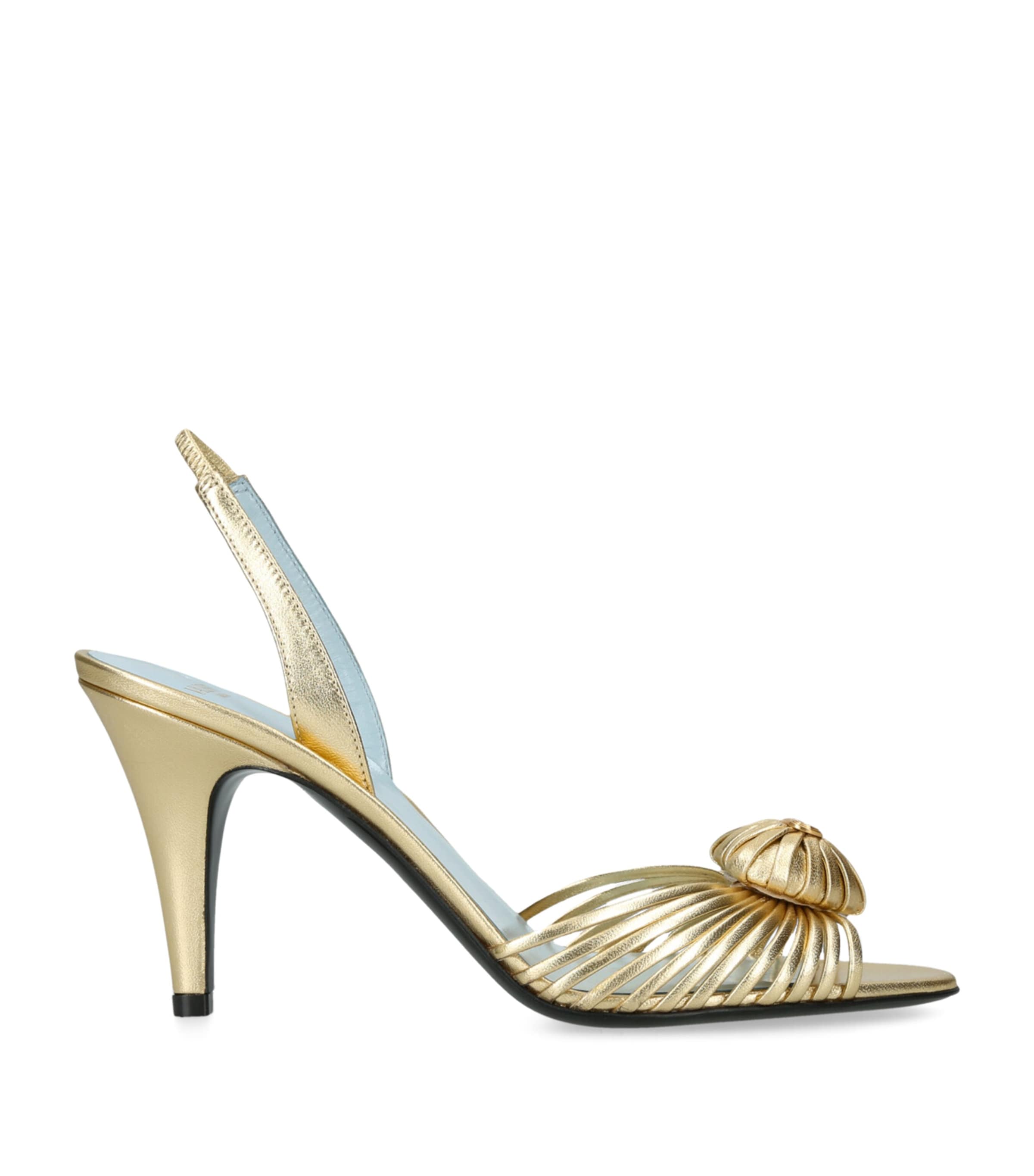 Valentino Royal Heart 65 Leather Slingback Sandal In Gold