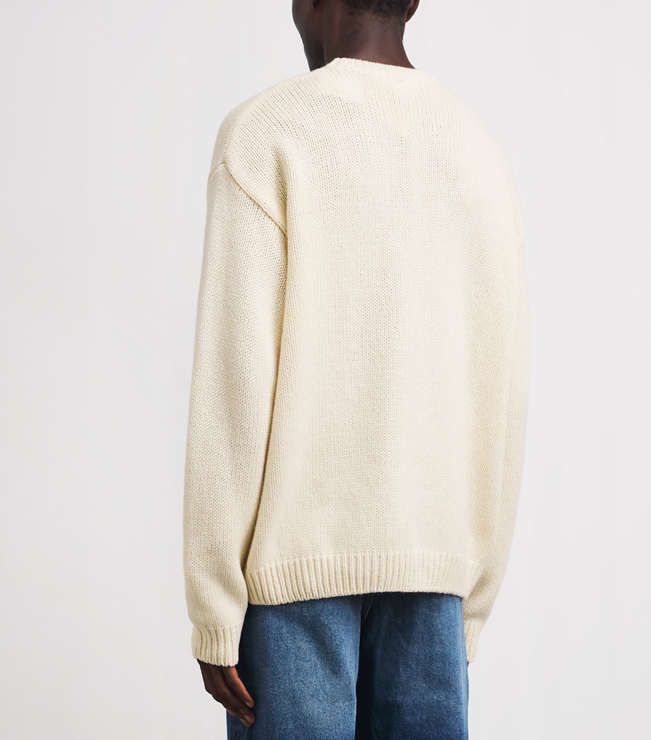 A.P.C. Mens Wool Logo George Sweater Aad Ecru Image 5