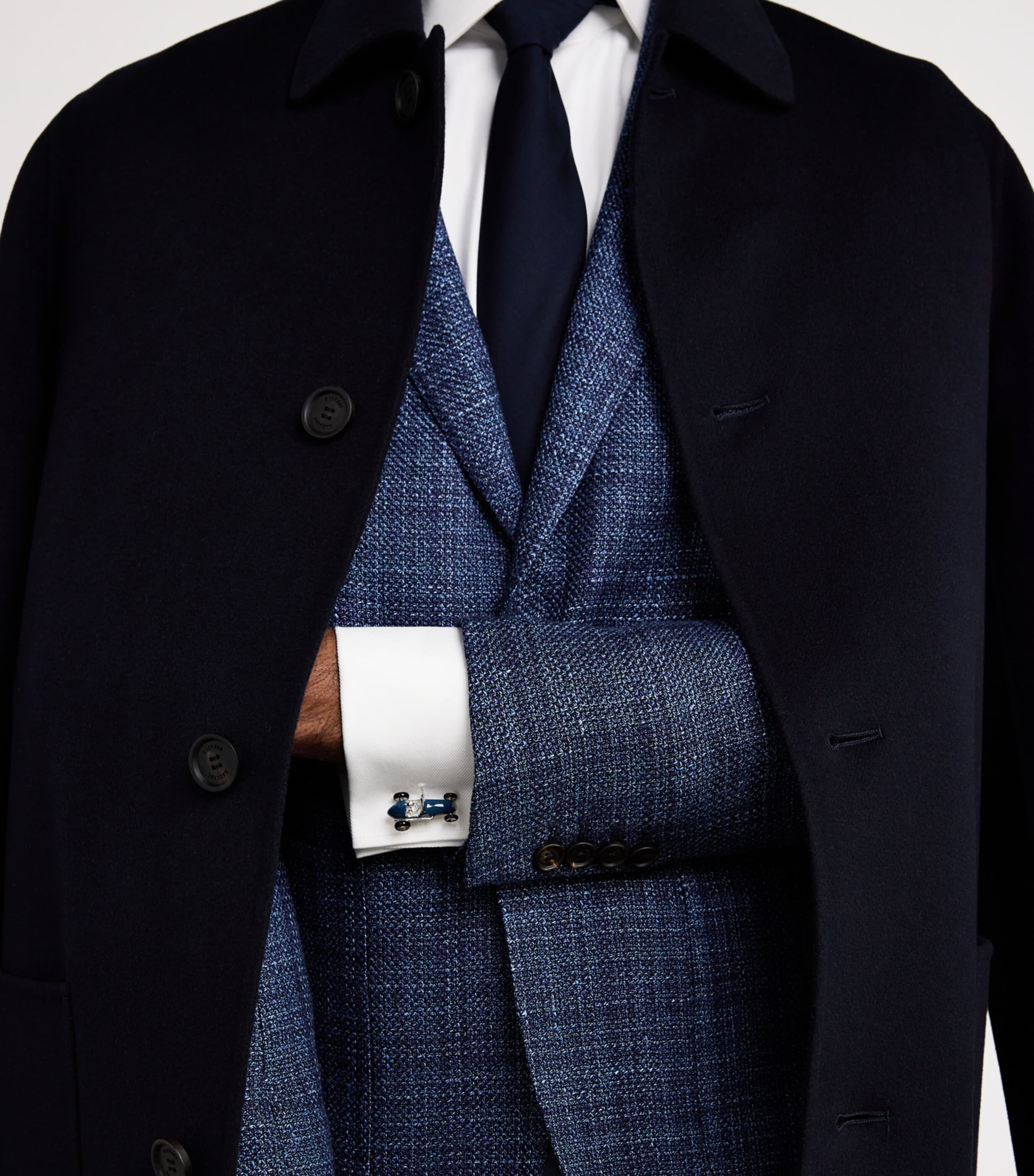 Sterling Silver Racing Car Cufflinks BLUE Image 2