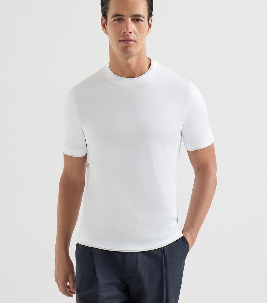 Brunello Cucinelli Mens Cotton Jersey Faux-Layered T-Shirt Image 3