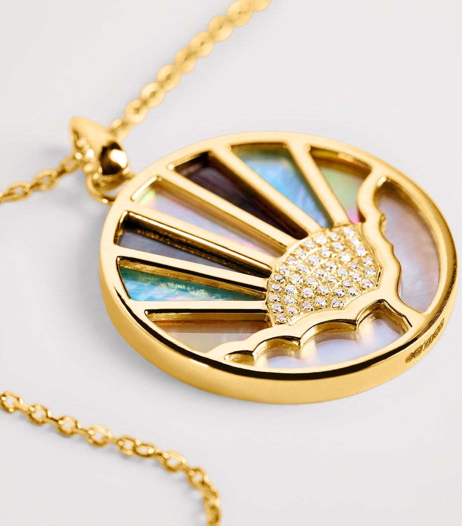 Yellow Gold, Diamond and Pearl Sunshine Necklace YELLOW GOLD Image 4