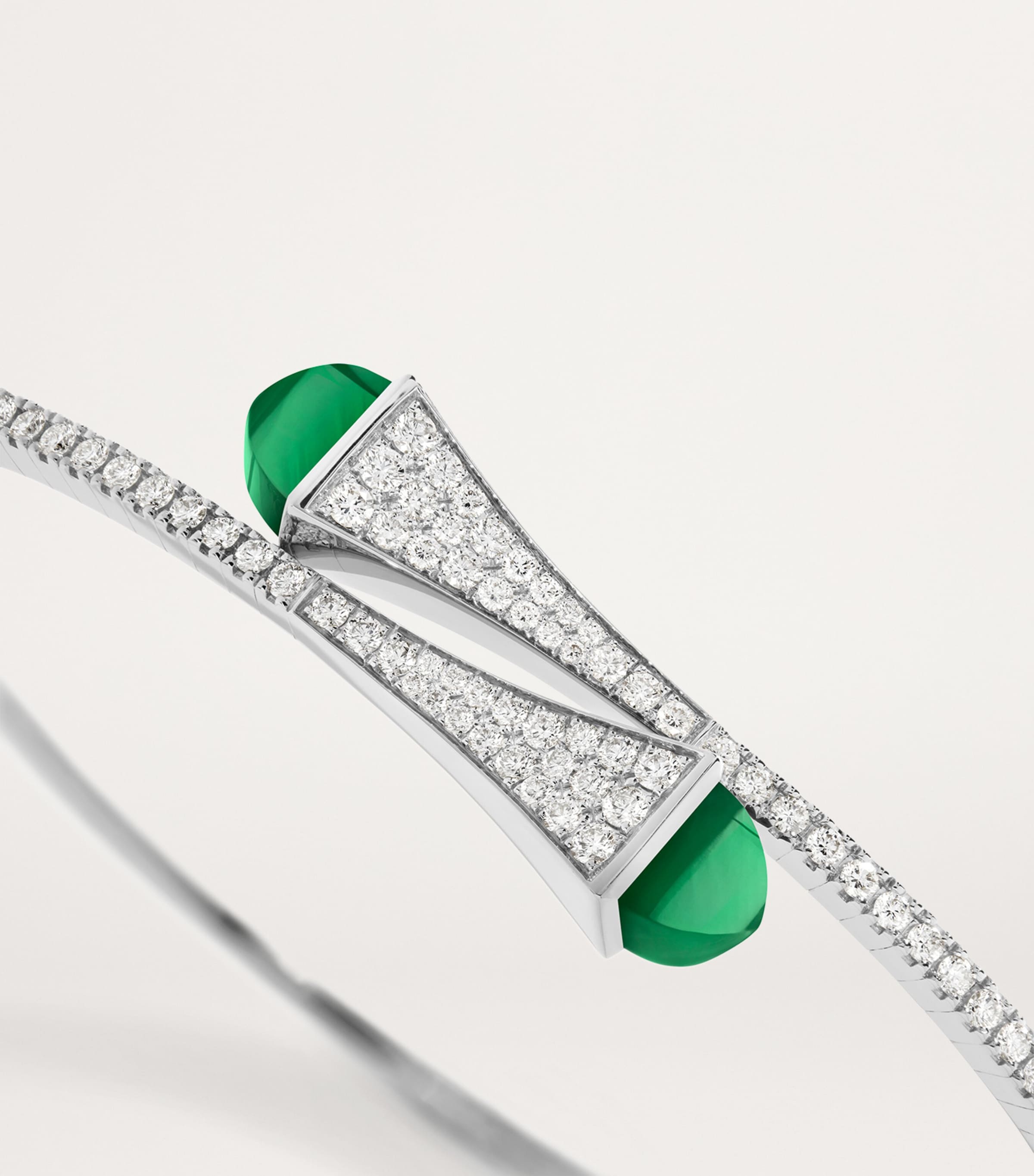 Midi White Gold, Diamond and Agate Cleo Slip-On Bracelet WHITE GOLD Image 3