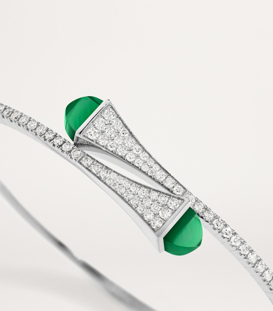 Midi White Gold, Diamond and Agate Cleo Slip-On Bracelet WHITE GOLD Image 3