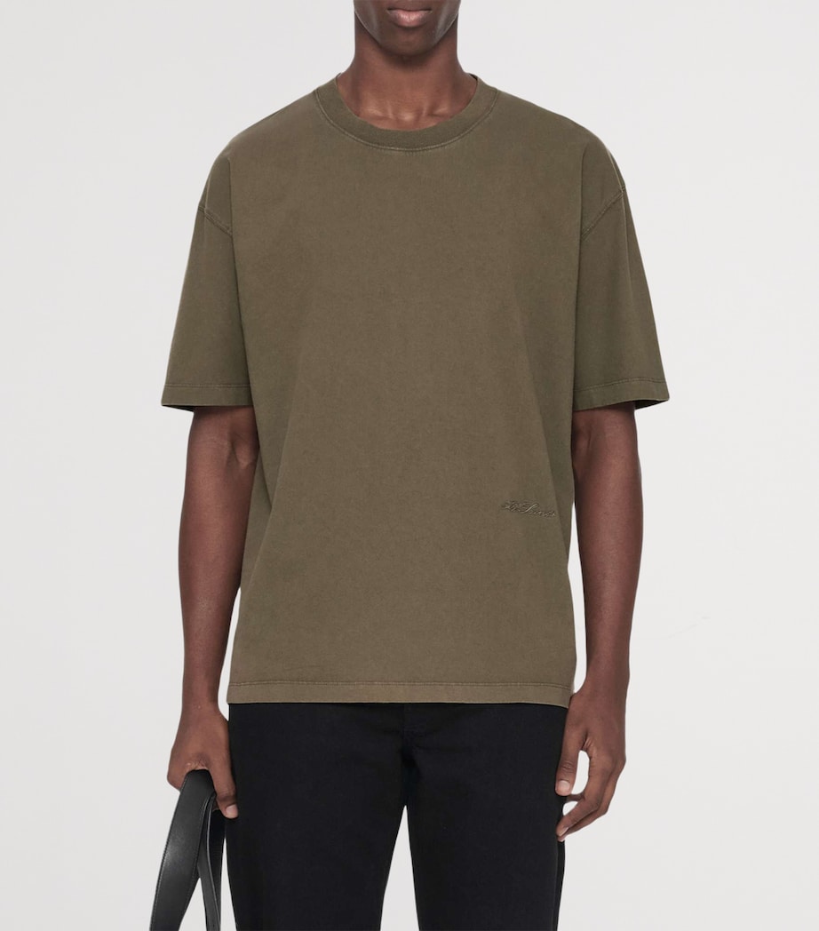 AllSaints Mens Organic Cotton Maddox T-Shirt Washed Khaki Image 3