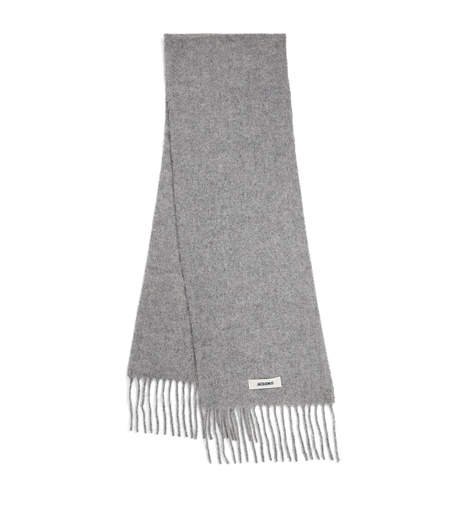 Mohair-Alpaca-Wool Logo Scarf 950-GREY Image 1