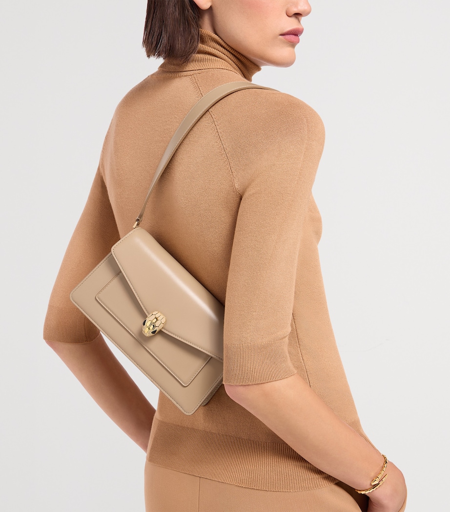 Leather Serpenti Forever Cross-Body Bag BEIGE Image 5