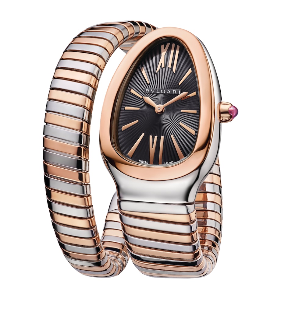 Bvlgari Rose Gold and Stainless Steel Serpenti Tubogas Watch 35mm Black Image 3
