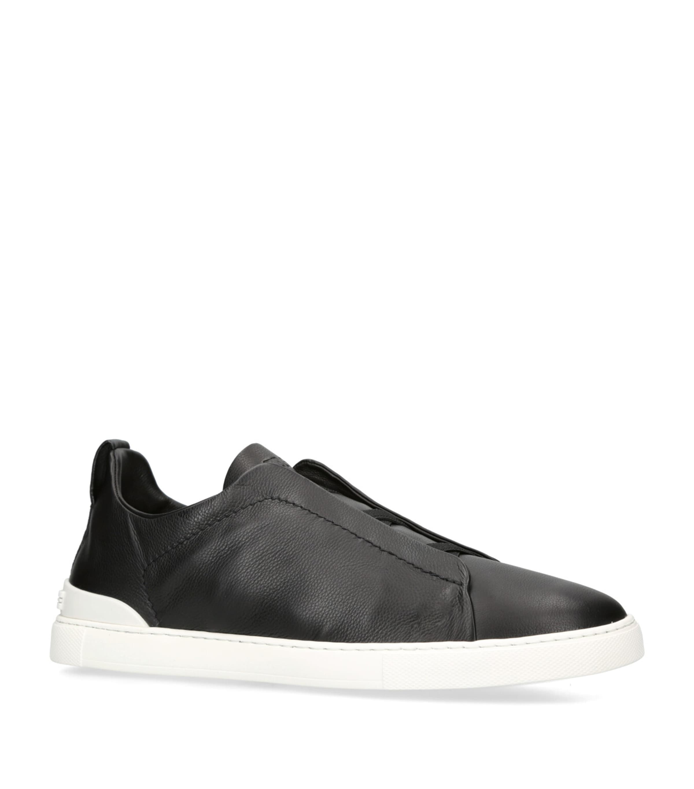 Leather Triple Stitch SECONDSKIN Sneakers BLACK Image 3