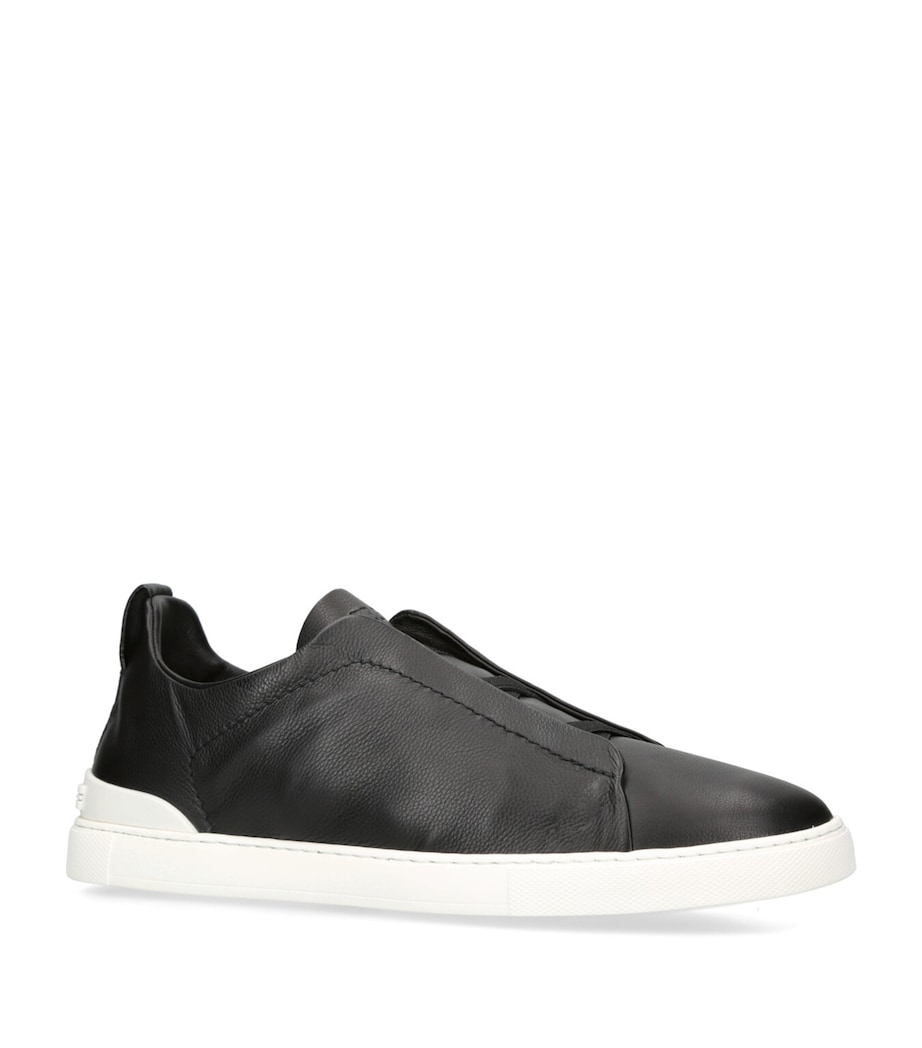 Leather Triple Stitch SECONDSKIN Sneakers BLACK Image 3