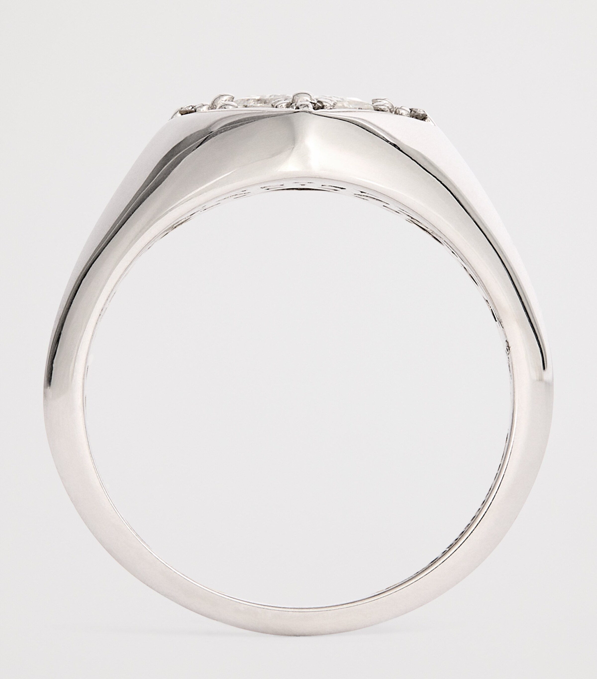 White Gold and Diamond Princess Diamond Signet Ring (Size 4) 18K WG/WD Image 3