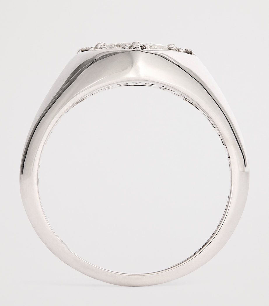 White Gold and Diamond Princess Diamond Signet Ring (Size 4) 18K WG/WD Image 3