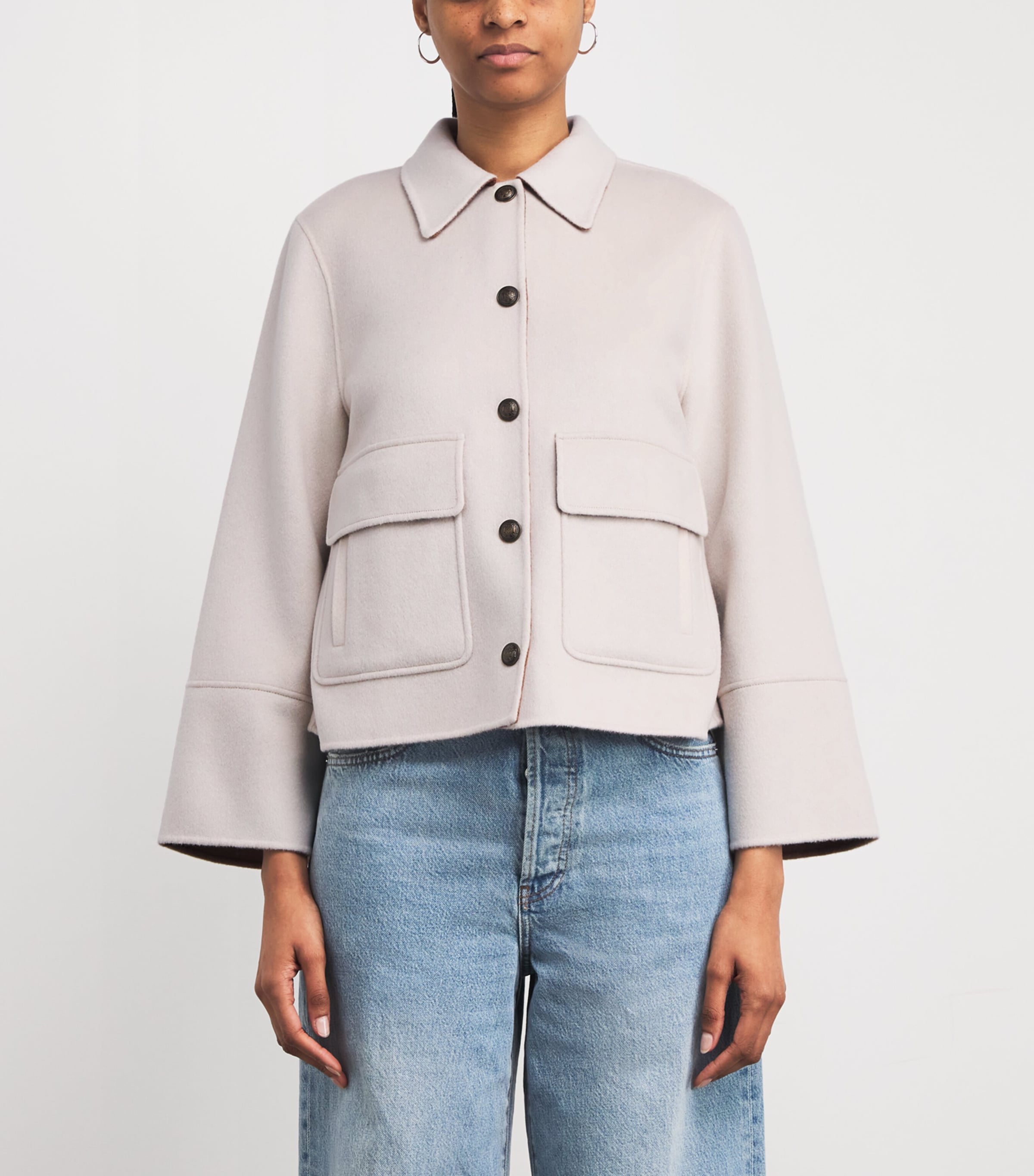 Wool-Cashmere Twin-Pocket Jacket IVORY/CAMEL Image 3