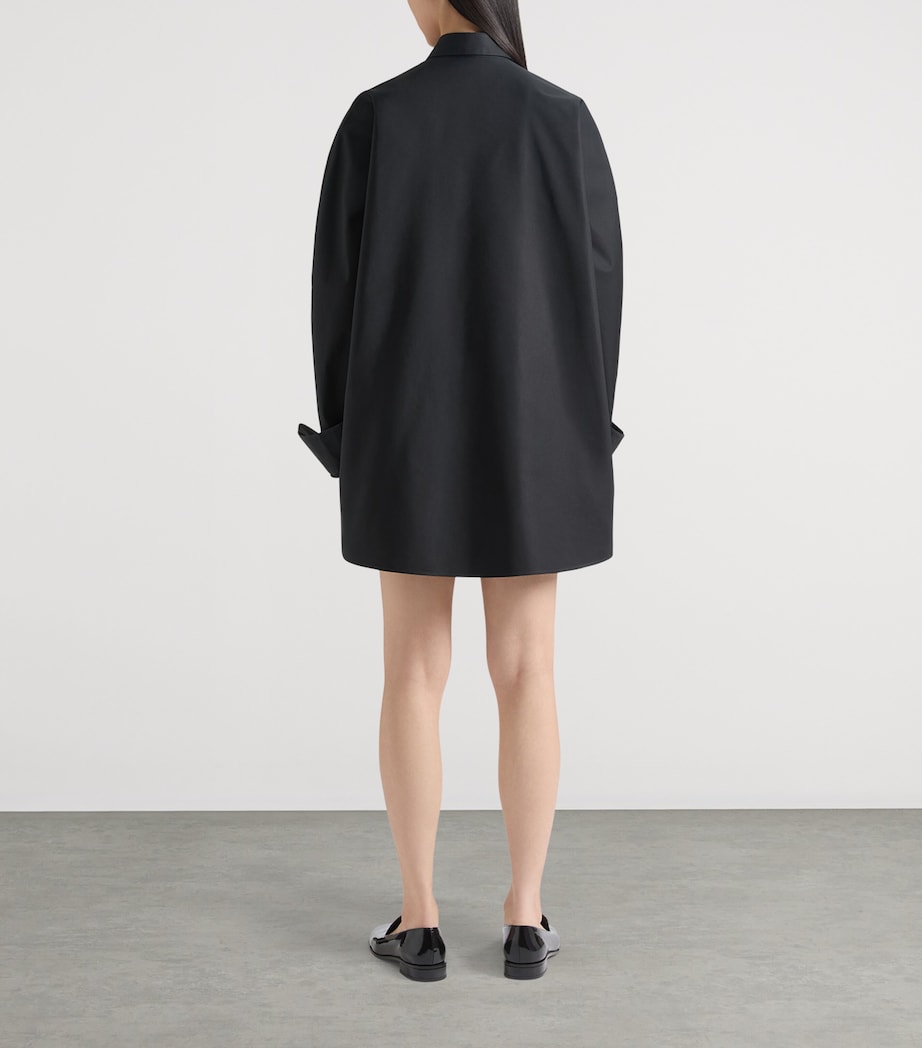 Cotton Turned Up-Sleeve Cocoon Shirt BLACK Image 4