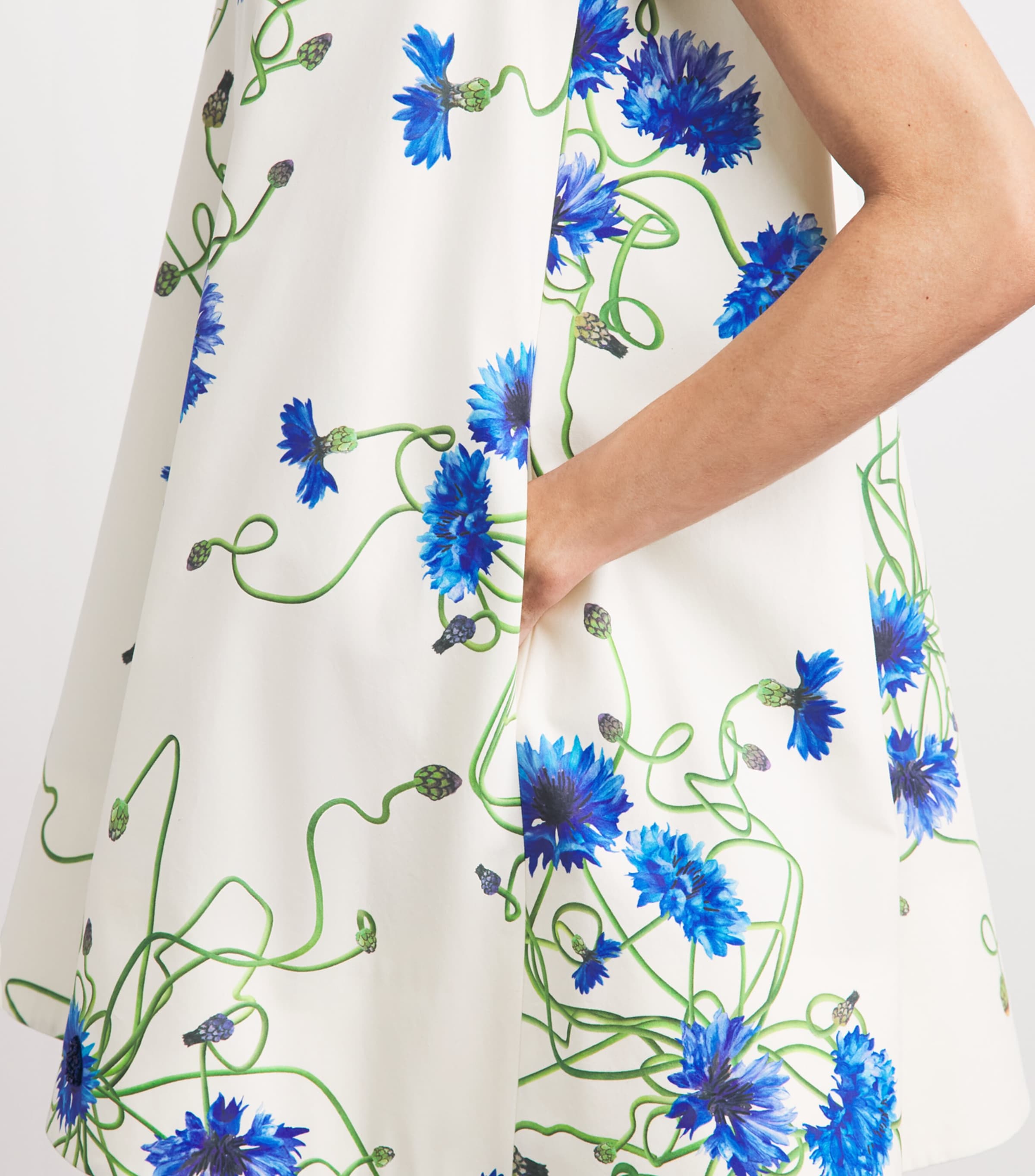 Stella McCartney Womens Cotton Floral A-Line Mini Dress Cornflower Image 3