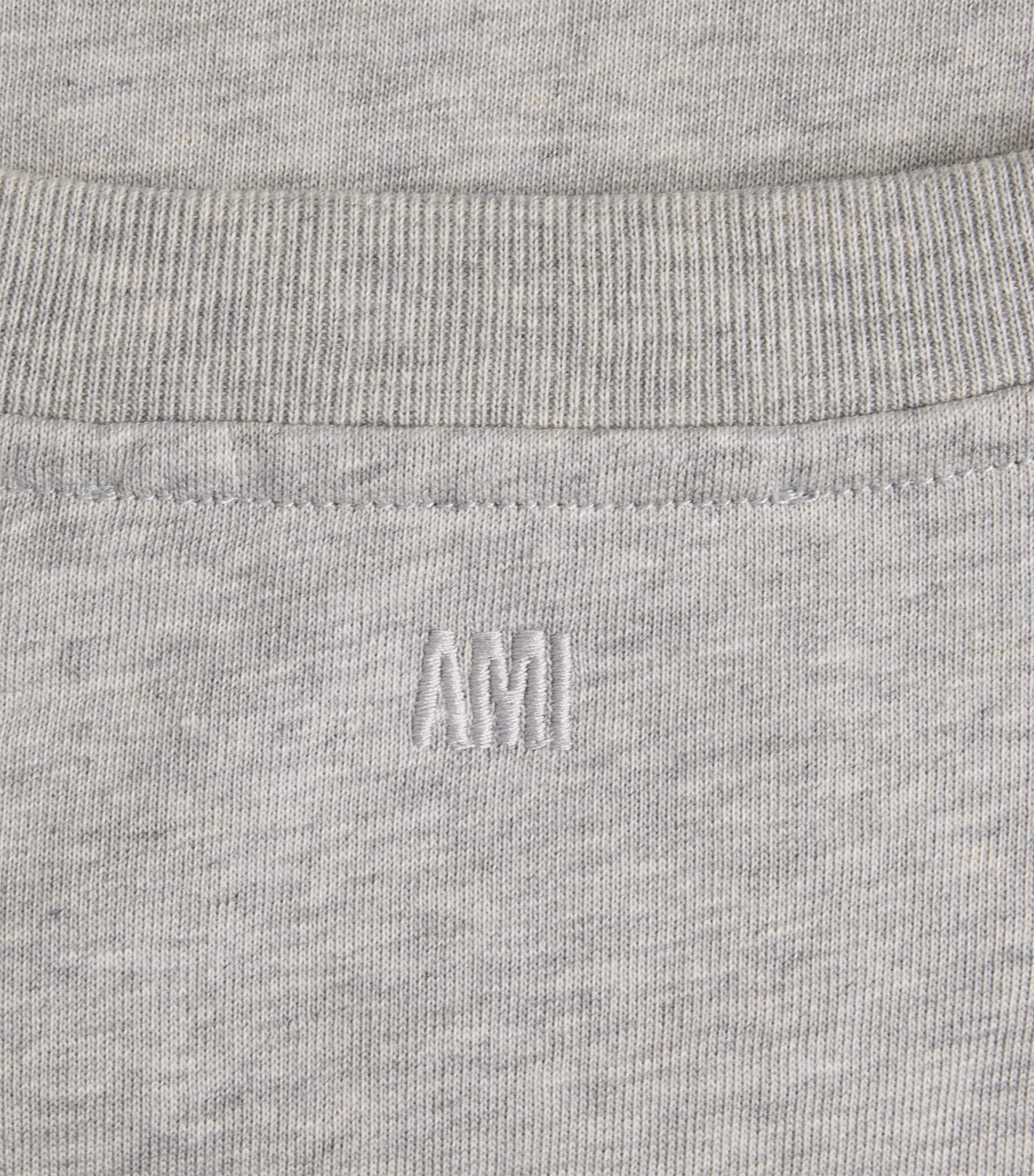 AMI Paris Mens Cotton Embossed Logo T-Shirt Grs Cndre Chine Image 6