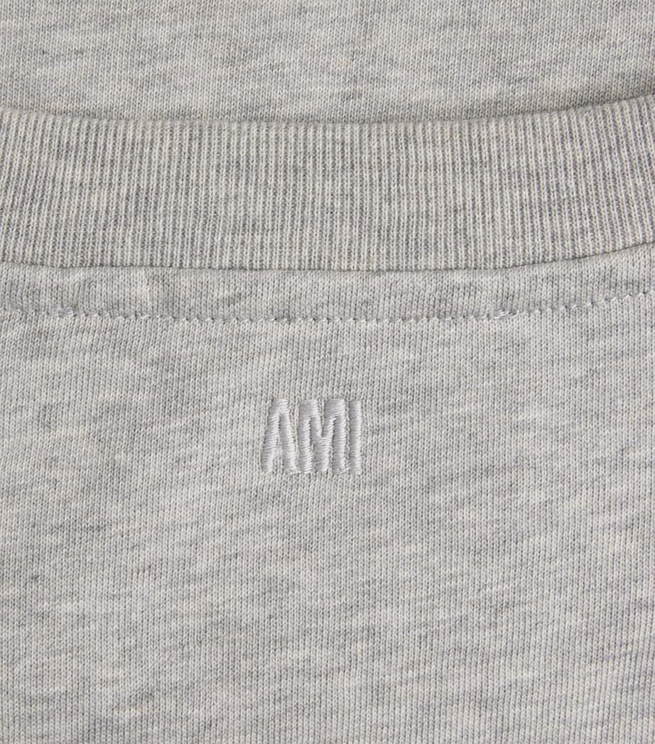 AMI Paris Mens Cotton Embossed Logo T-Shirt Grs Cndre Chine Image 6