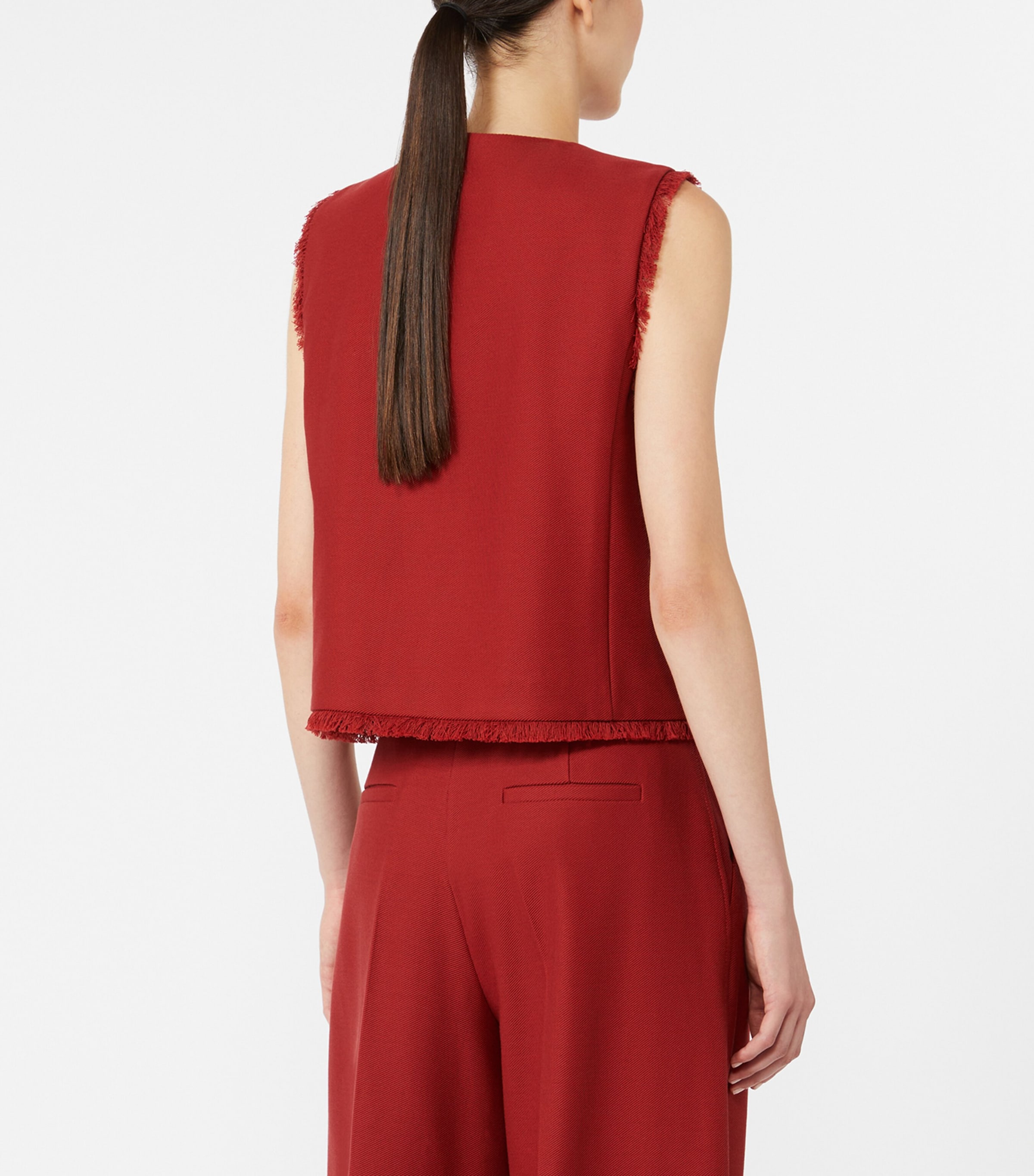 Max Mara Womens Cotton Gabardine Waistcoat Red Image 4