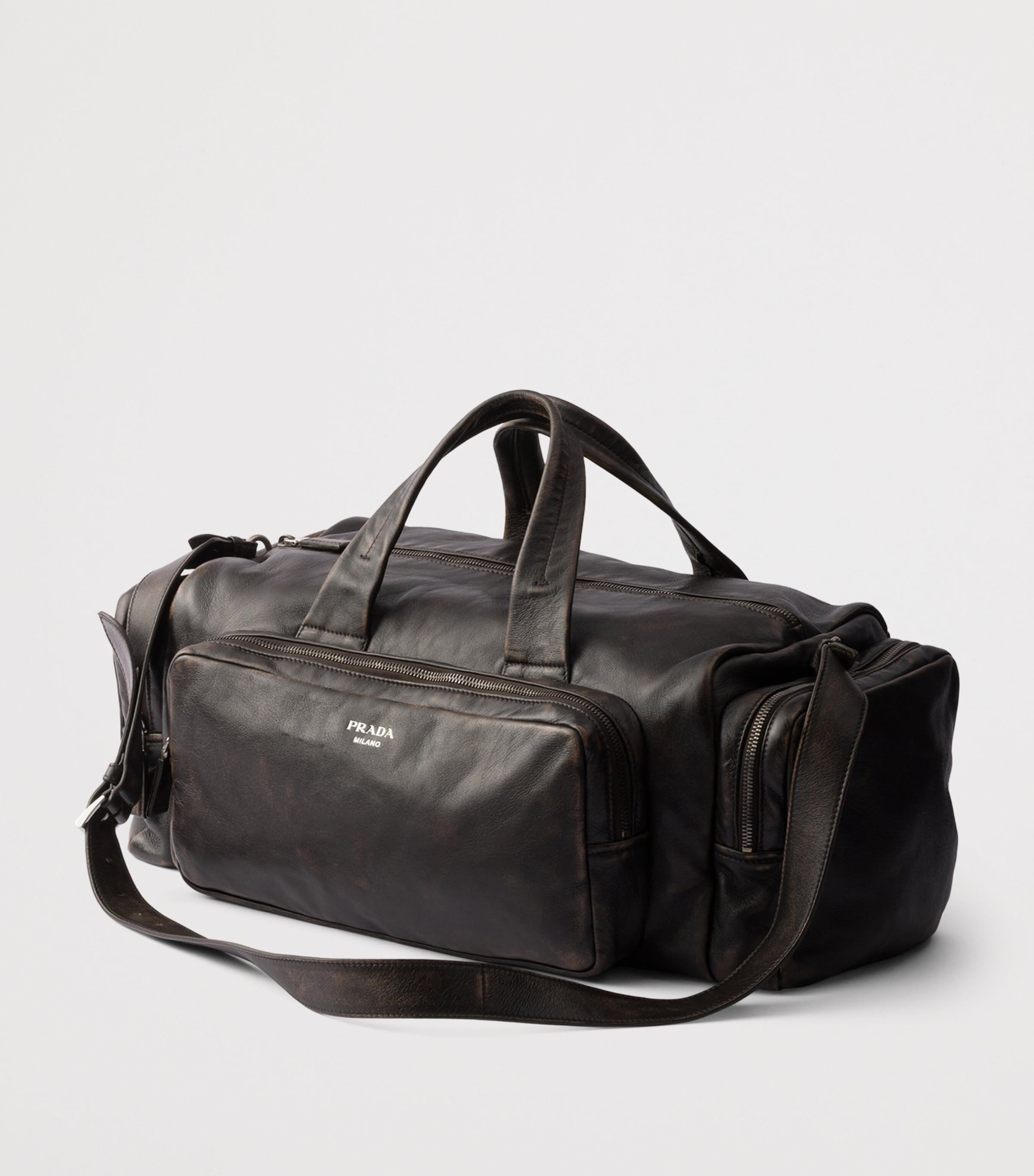 Prada Nappa Lambskin Duffle Bag Brown Image 2