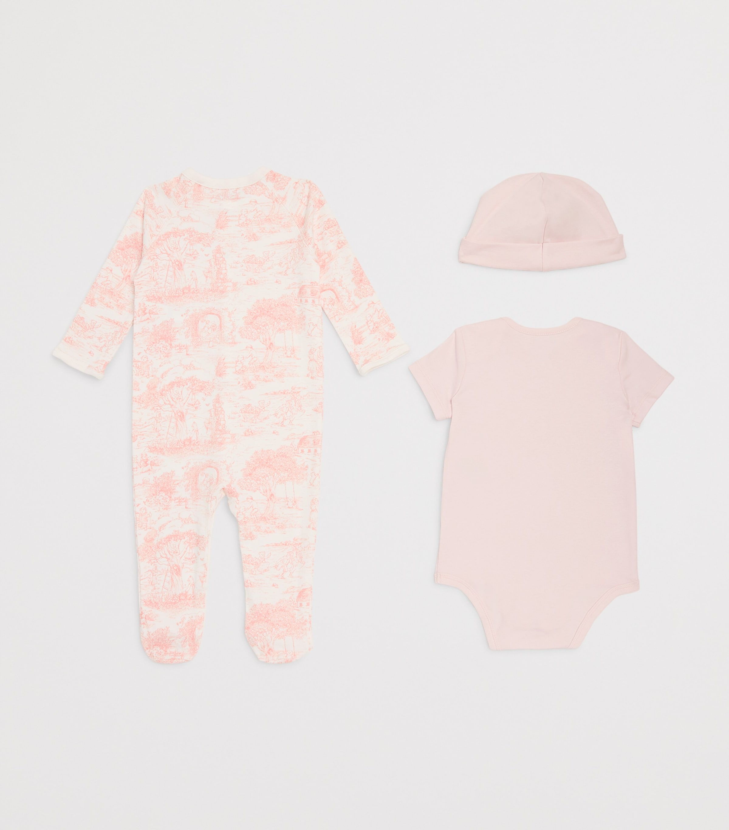 Ralph Lauren Kids Toile Polo Bear All-In-One, Bodysuit and Hat Set (3-9 Months) Pink Mu Image 2