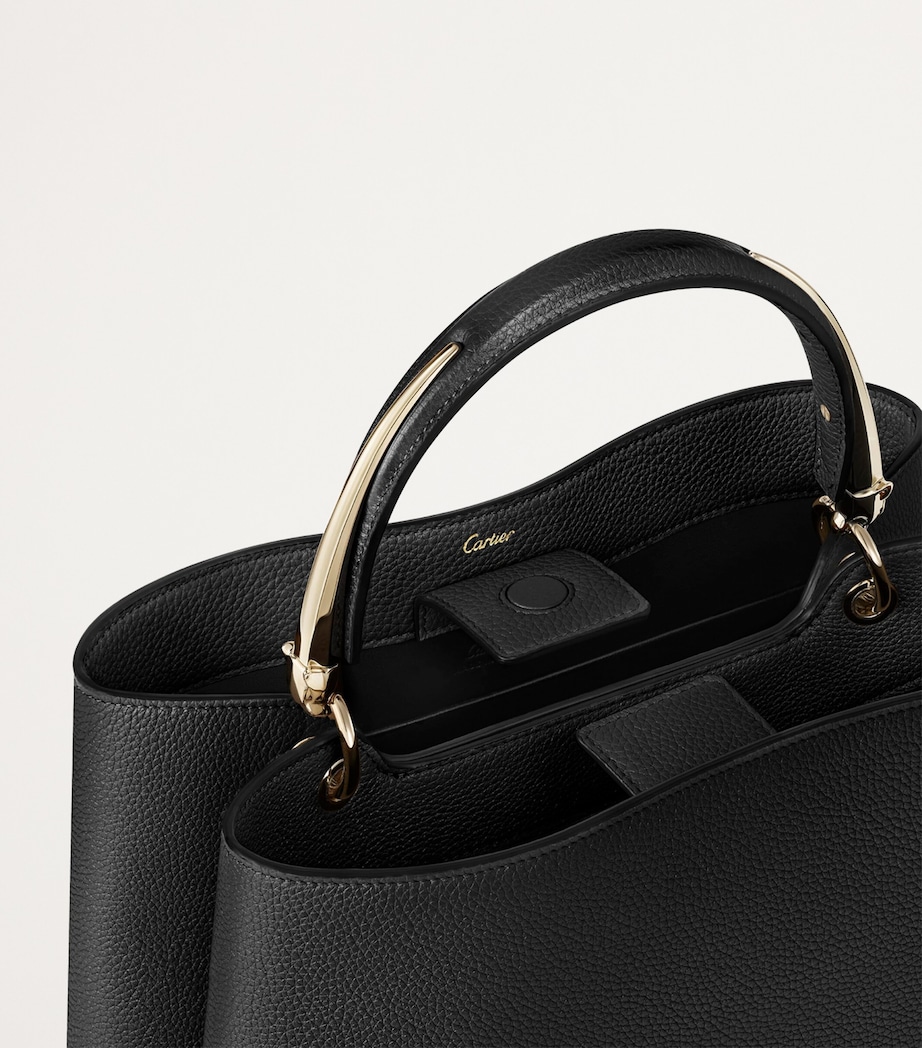 Medium Calfskin Panthère de Cartier Top-Handle Bag BLACK Image 8